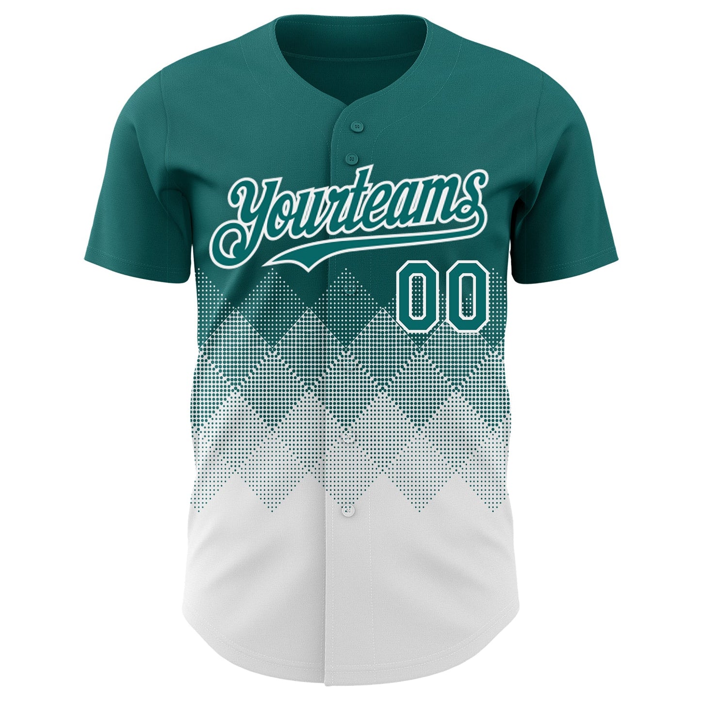 Custom Teal White 3D Gradient Square Shape Authentic Baseball Jersey view 2