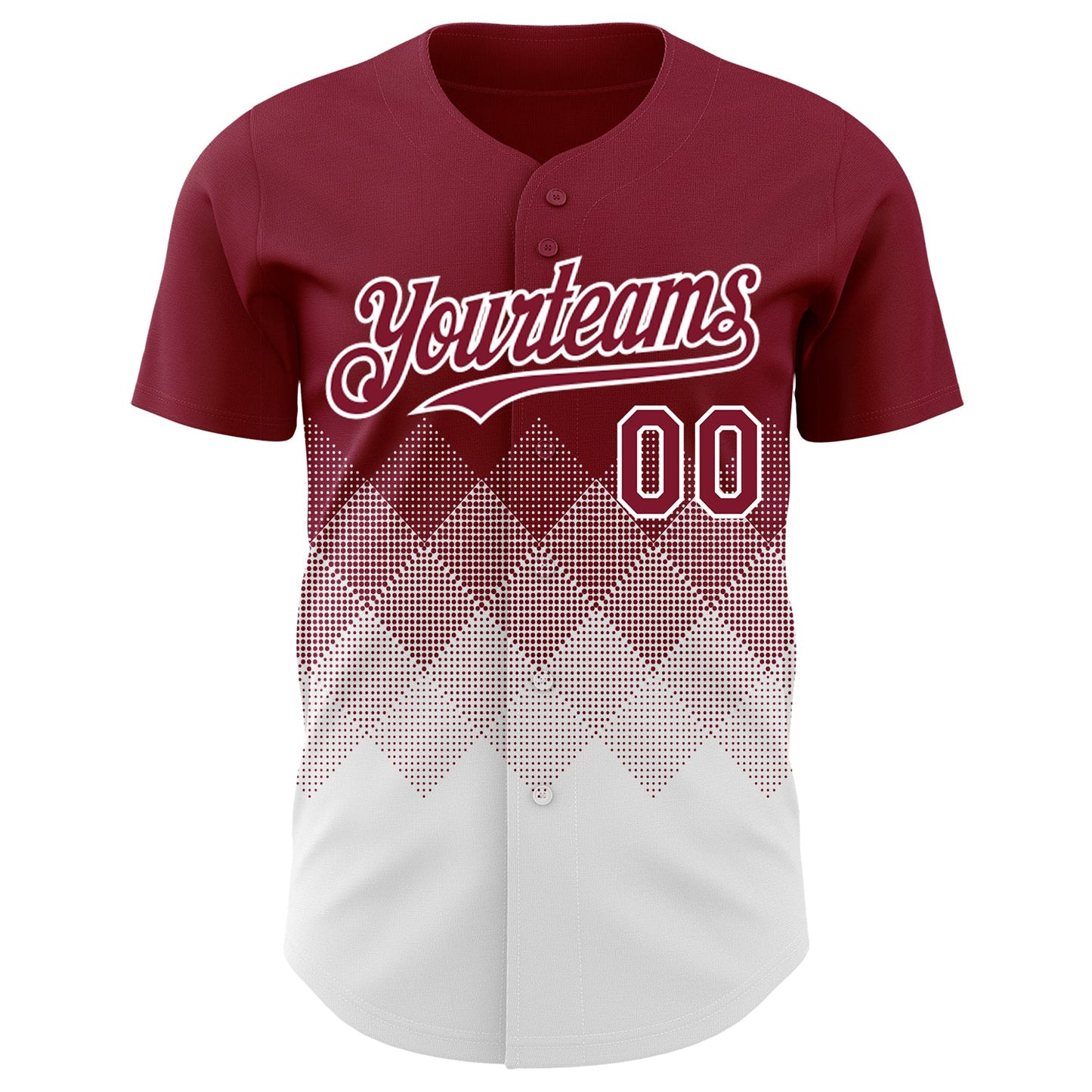 Custom Crimson White 3D Gradient Square Shape Authentic Baseball Jersey view 2