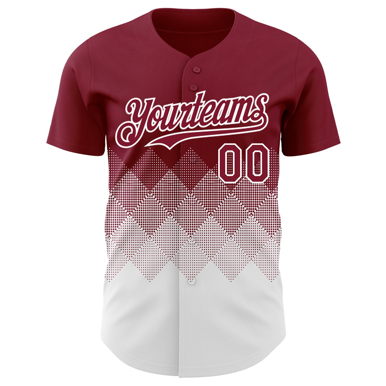 Custom Crimson White 3D Gradient Square Shape Authentic Baseball Jersey view 2