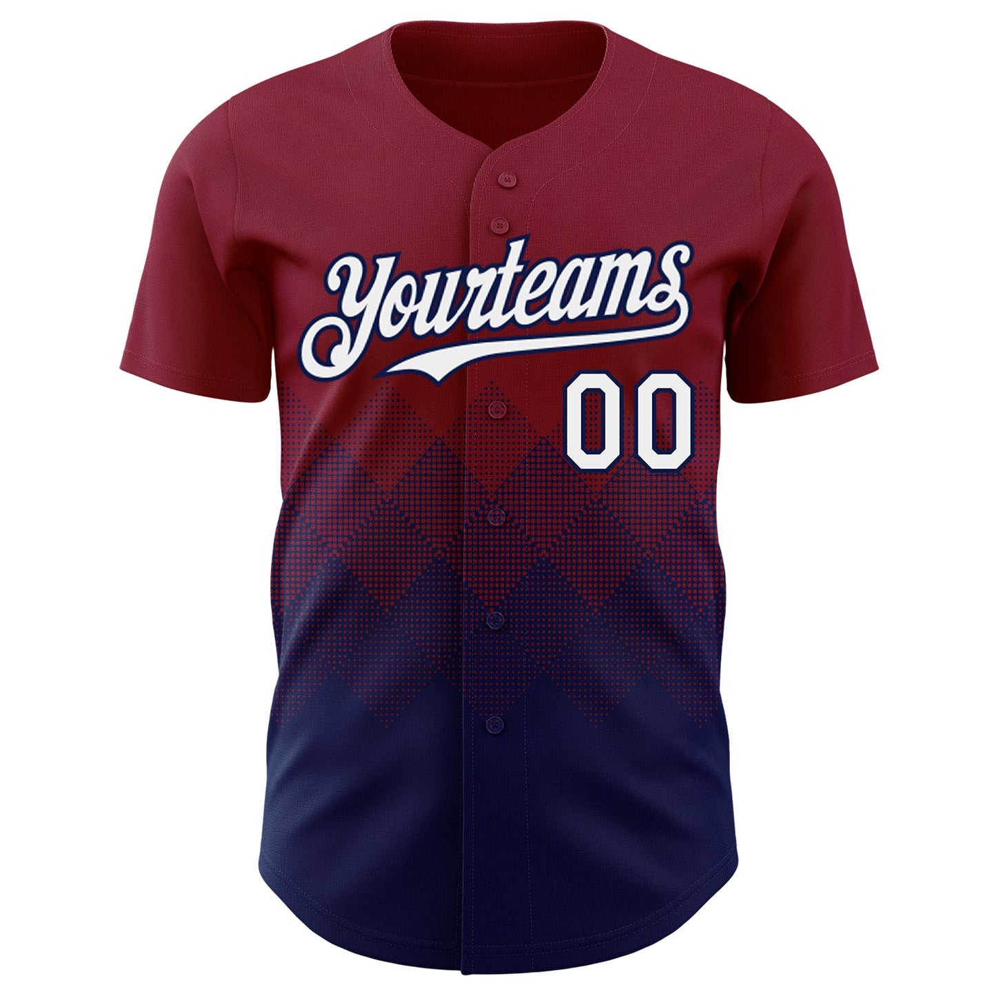 Custom Crimson White-Navy 3D Gradient Square Shape Authentic Baseball Jersey view 2