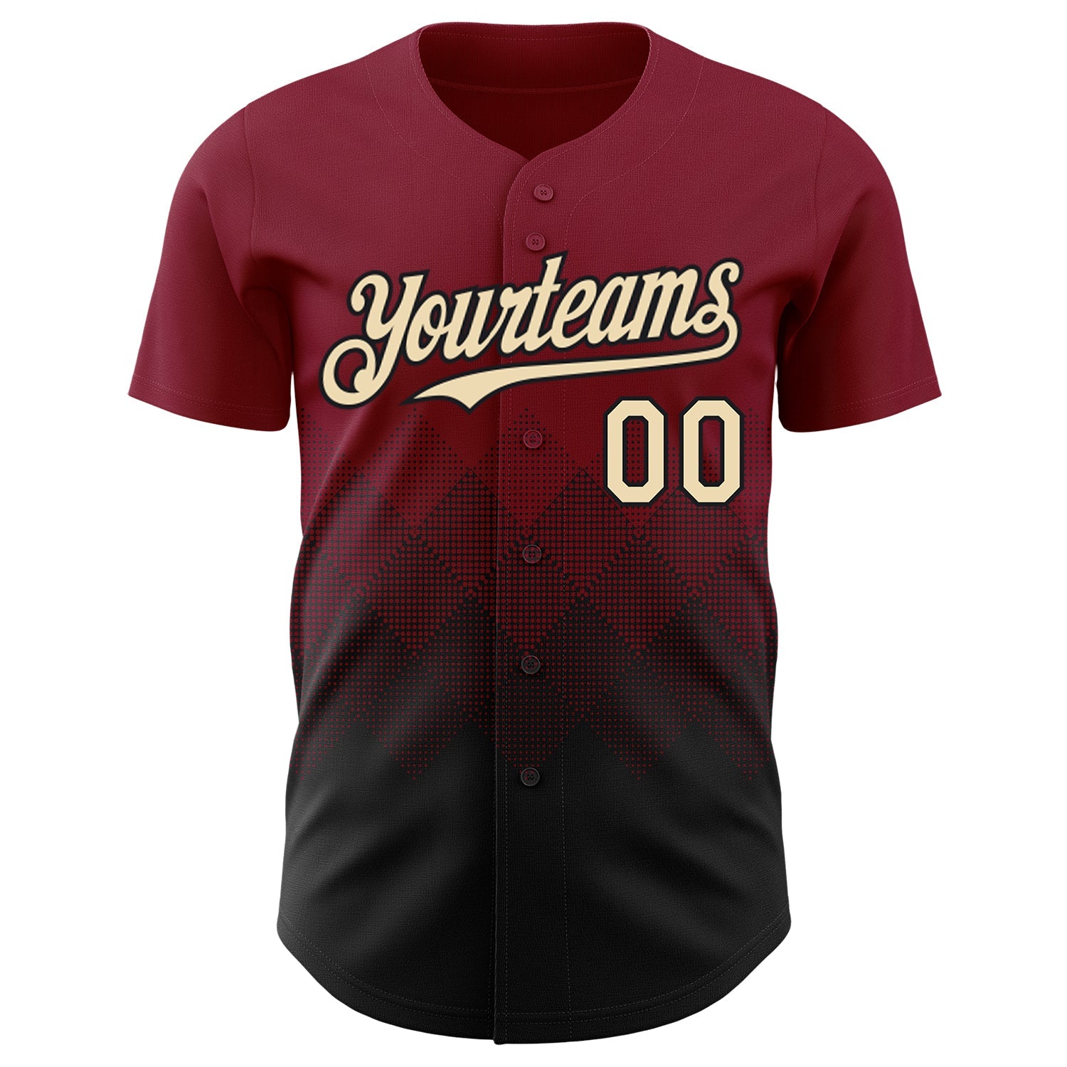 Custom Crimson Cream-Black 3D Gradient Square Shape Authentic Baseball Jersey view 2