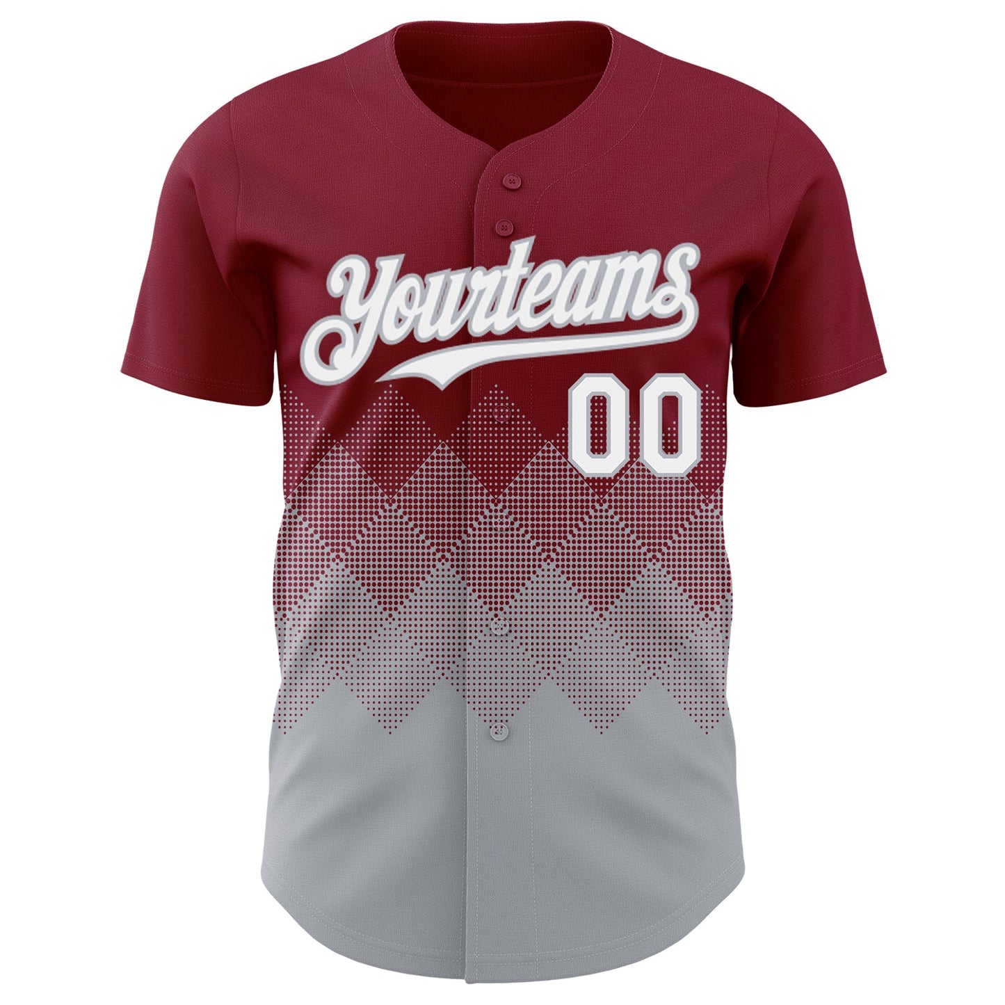 Custom Crimson White-Gray 3D Gradient Square Shape Authentic Baseball Jersey view 2