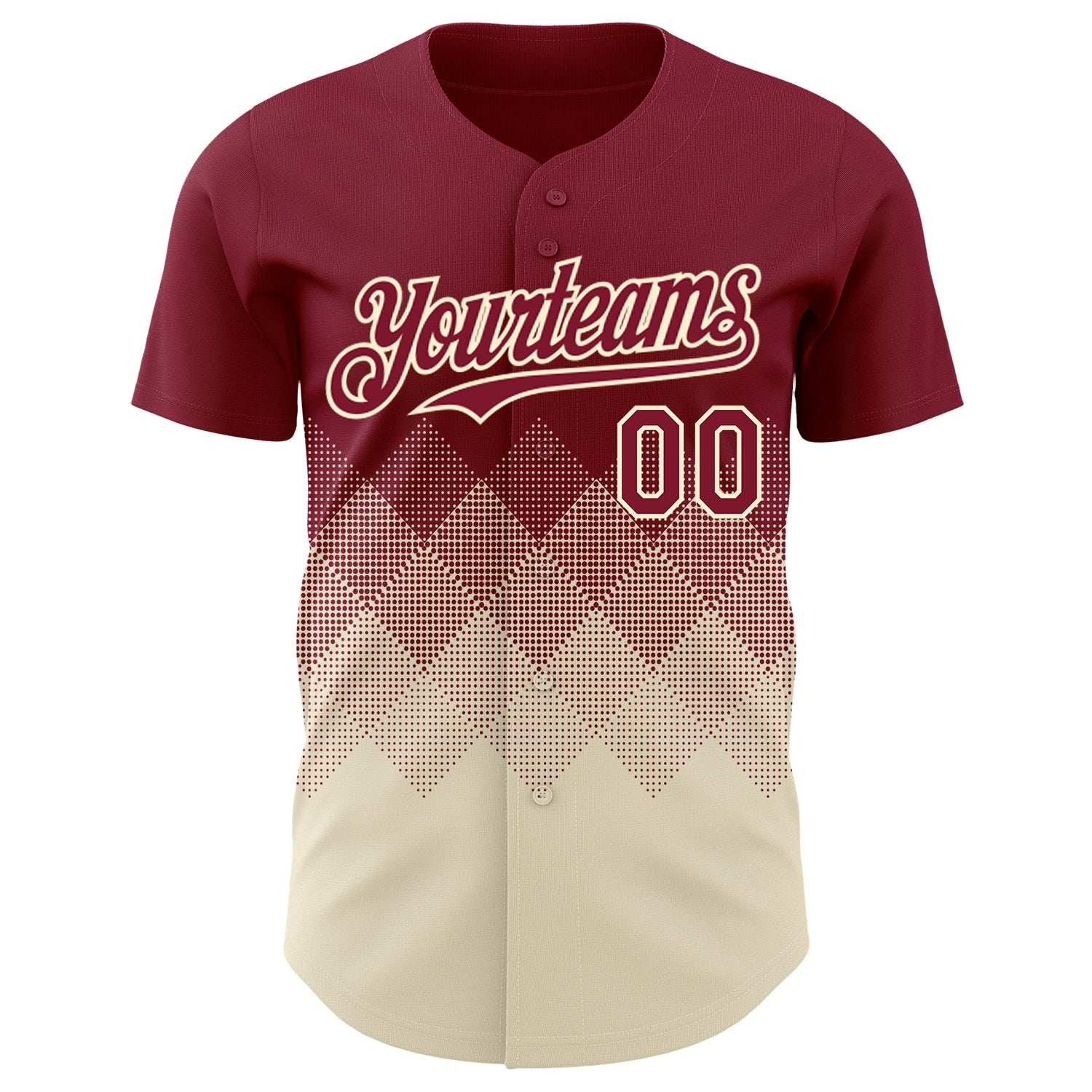 Custom Crimson Cream 3D Gradient Square Shape Authentic Baseball Jersey view 2