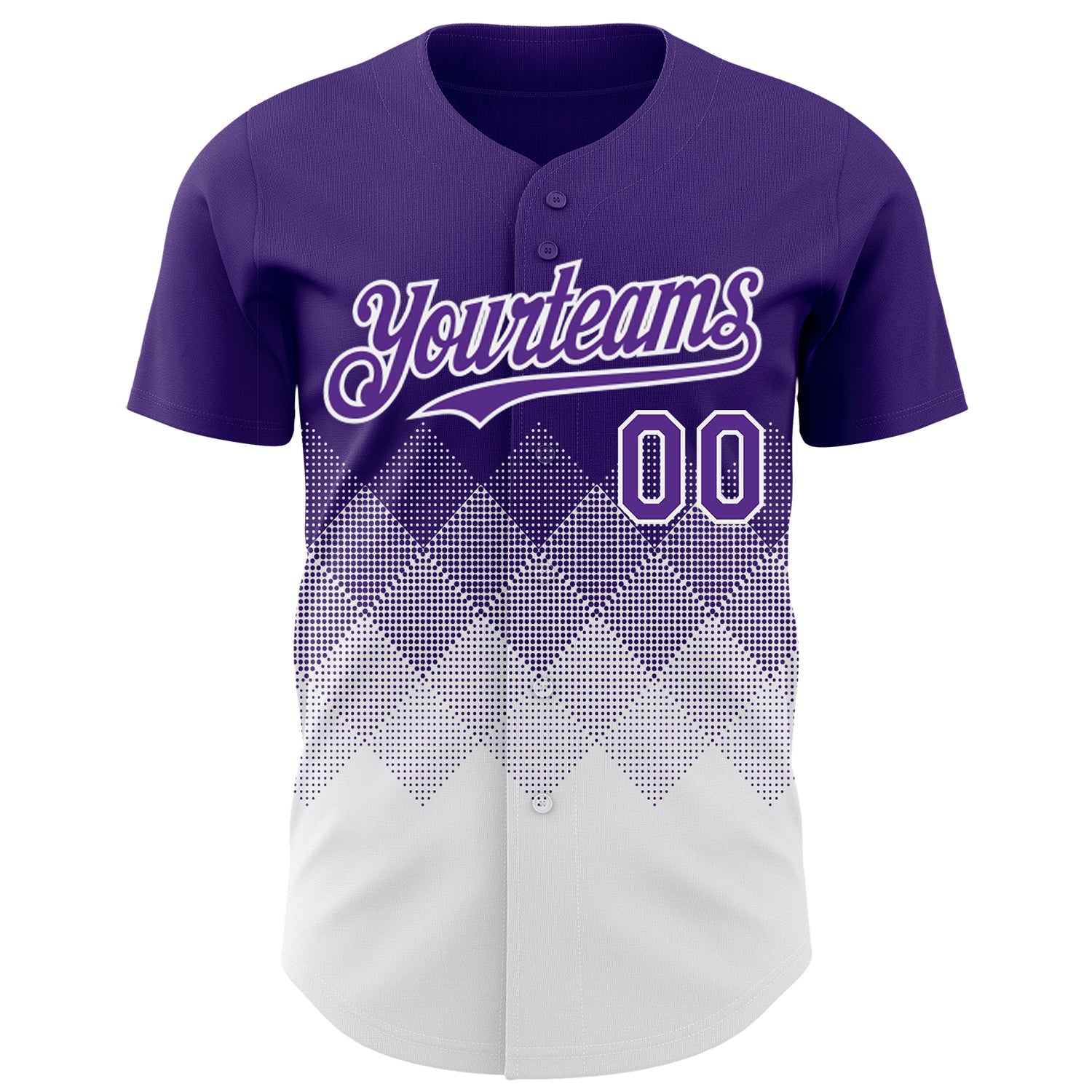 Custom Purple White 3D Gradient Square Shape Authentic Baseball Jersey view 2