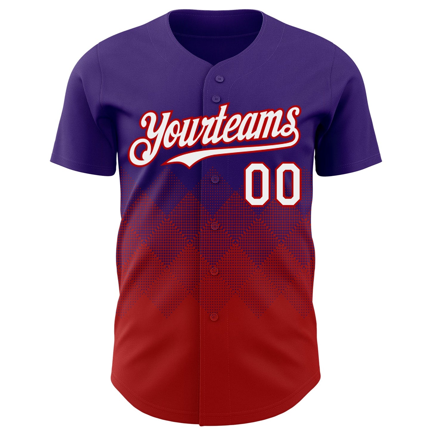 Custom Purple White-Red 3D Gradient Square Shape Authentic Baseball Jersey view 2