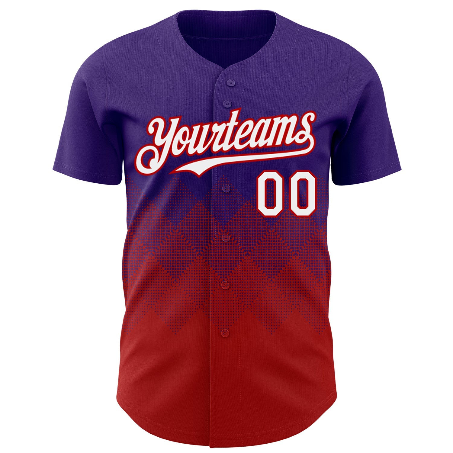 Custom Purple White-Red 3D Gradient Square Shape Authentic Baseball Jersey view 2