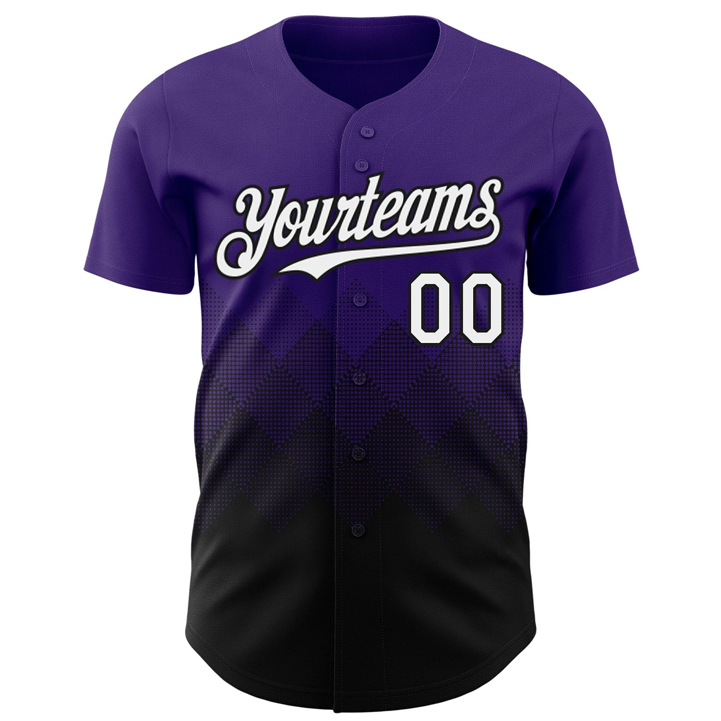 Custom Purple White-Black 3D Gradient Square Shape Authentic Baseball Jersey view 2