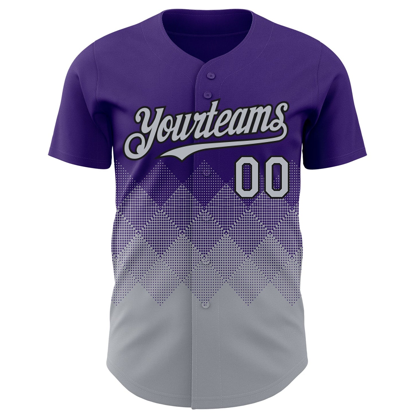 Custom Purple Gray-Black 3D Gradient Square Shape Authentic Baseball Jersey view 2