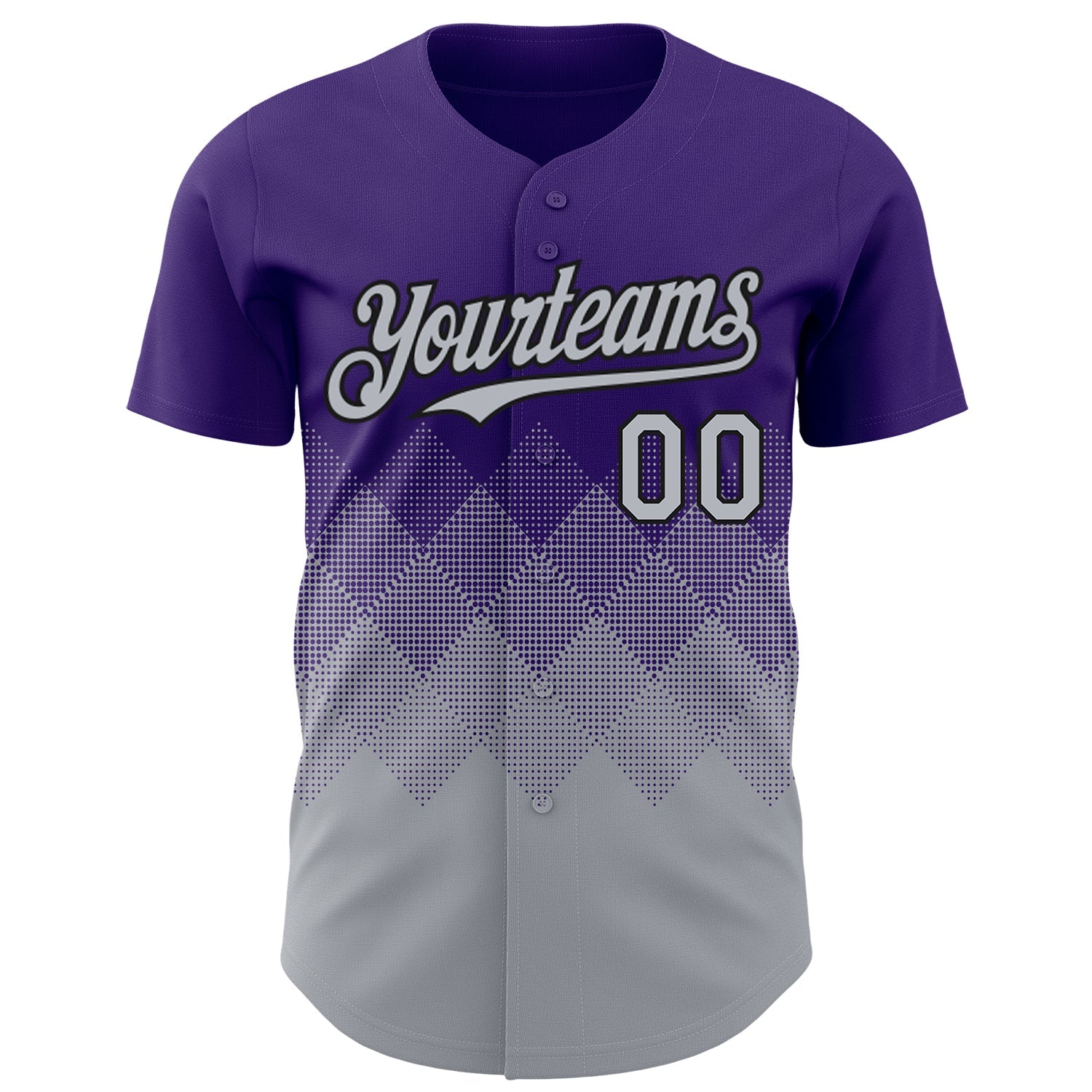 Custom Purple Gray-Black 3D Gradient Square Shape Authentic Baseball Jersey view 2