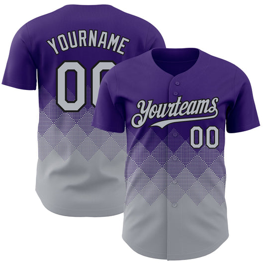 Custom Purple Gray-Black 3D Gradient Square Shape Authentic Baseball Jersey - Main View