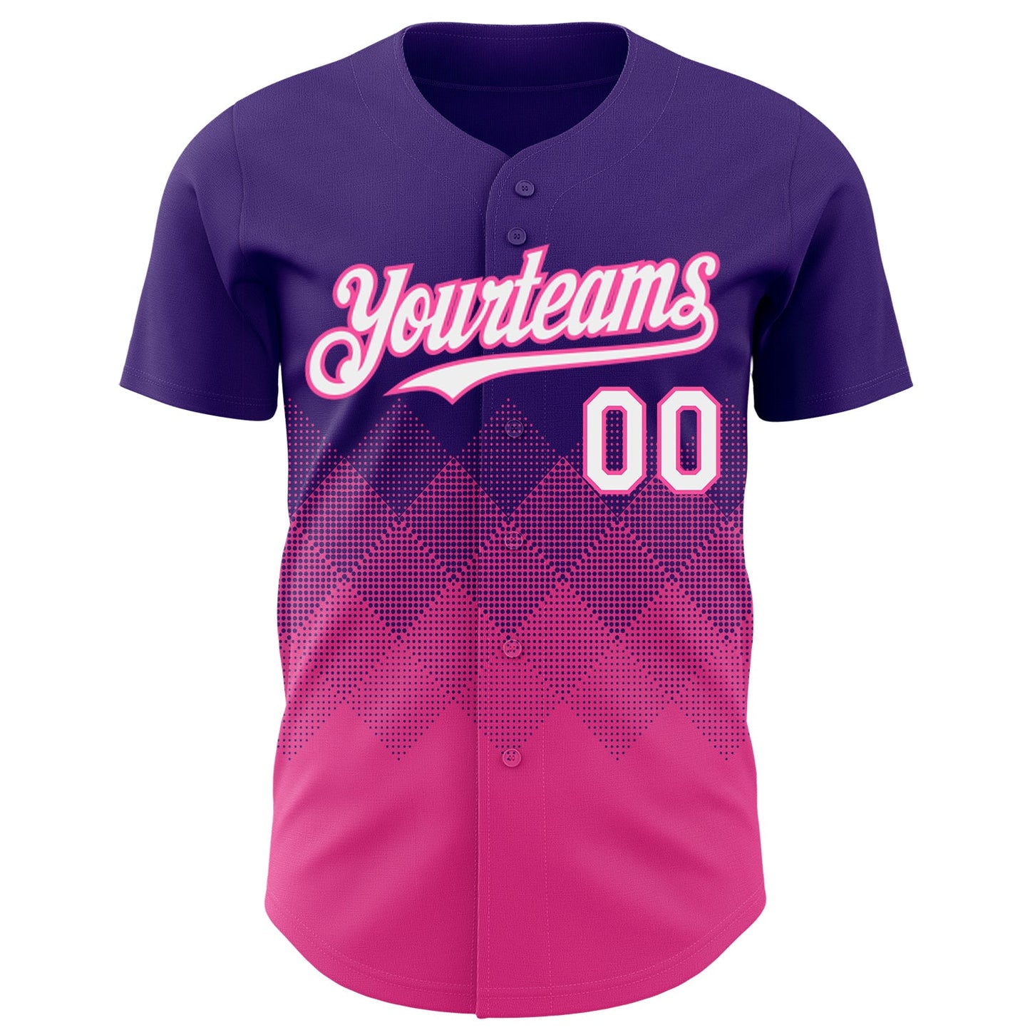 Custom Purple White-Pink 3D Gradient Square Shape Authentic Baseball Jersey view 2