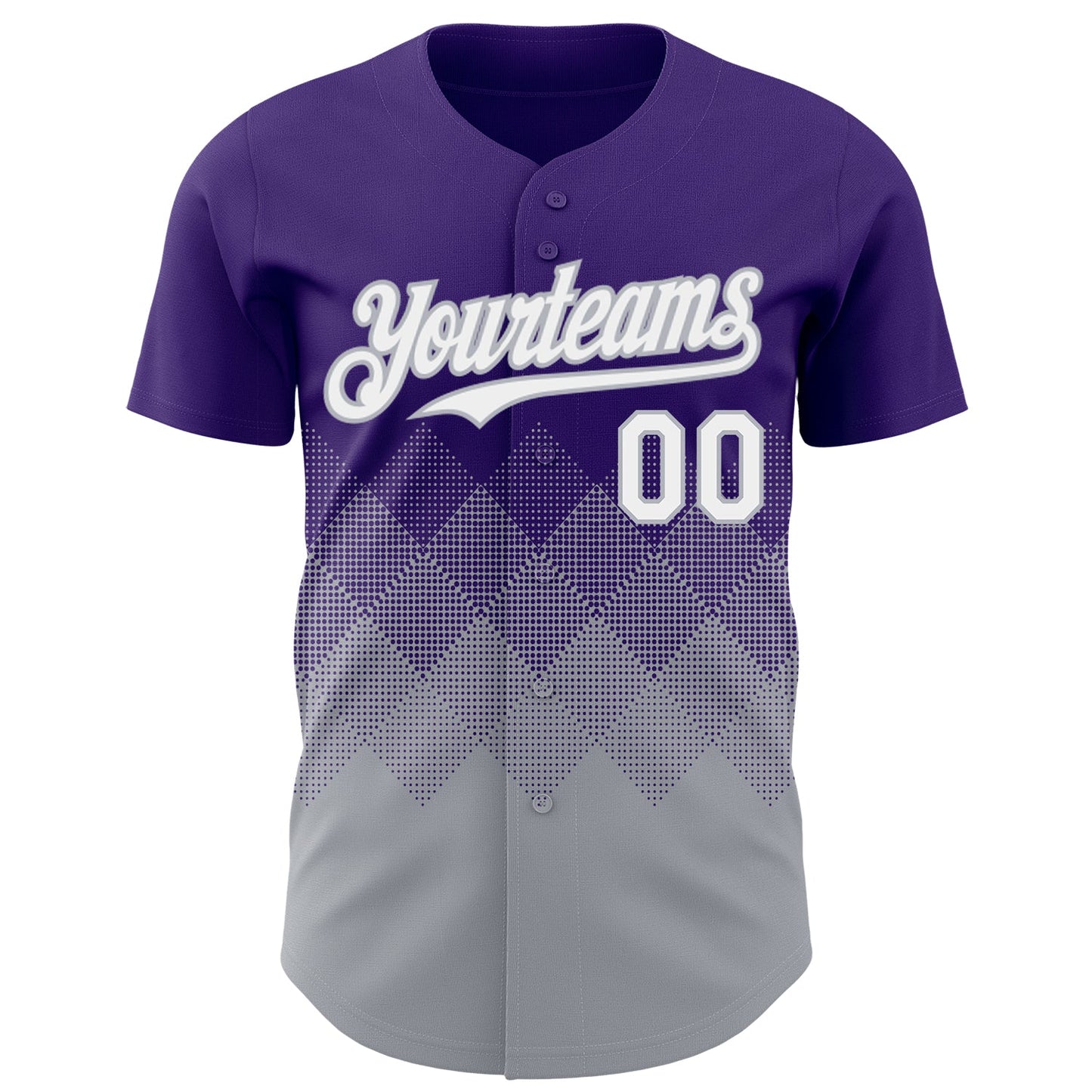 Custom Purple White-Gray 3D Gradient Square Shape Authentic Baseball Jersey view 2