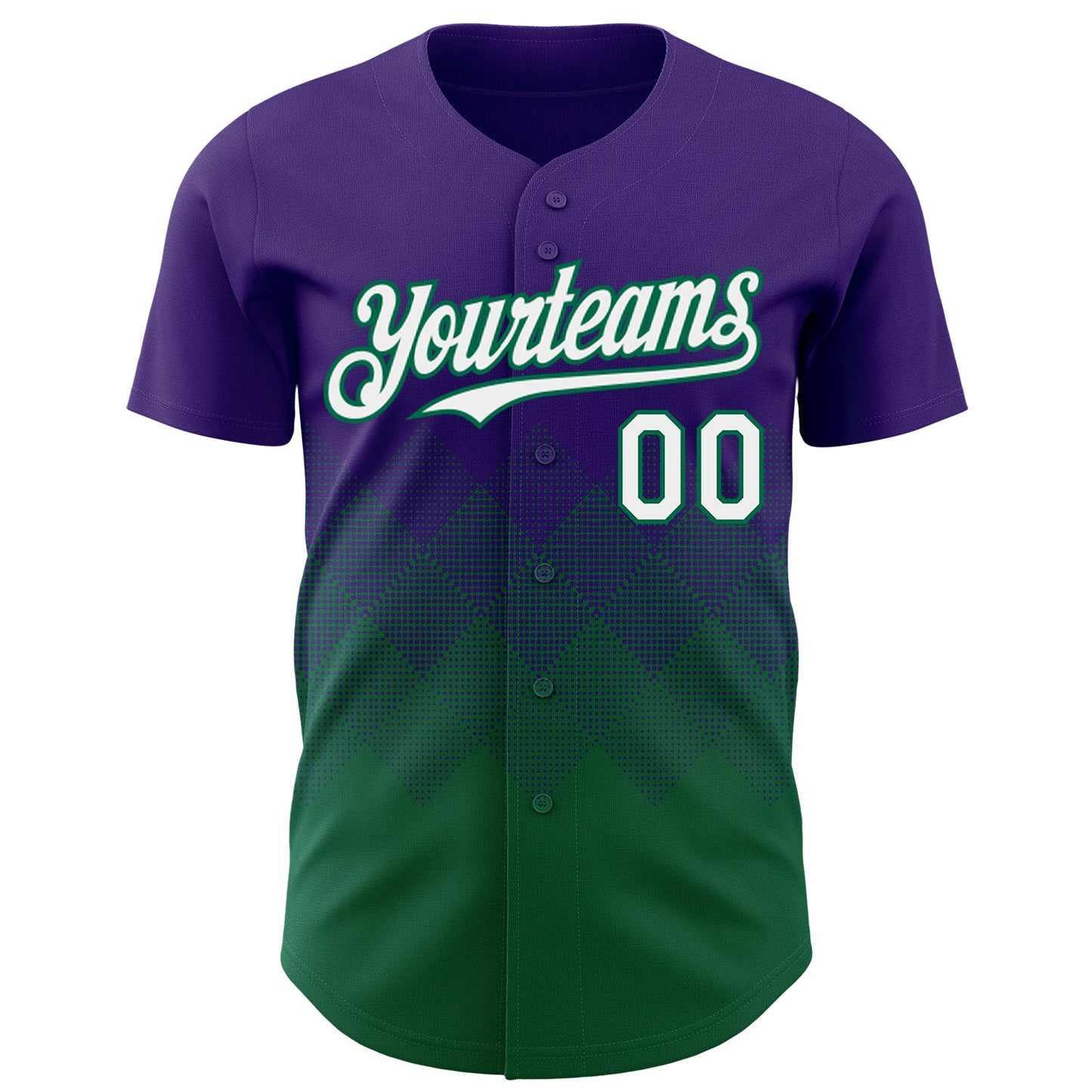 Custom Purple White-Kelly Green 3D Gradient Square Shape Authentic Baseball Jersey view 2