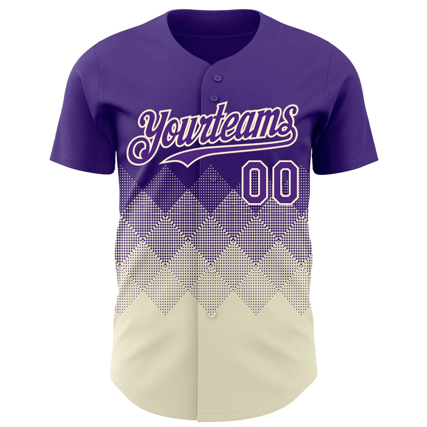 Custom Purple Cream 3D Gradient Square Shape Authentic Baseball Jersey view 2