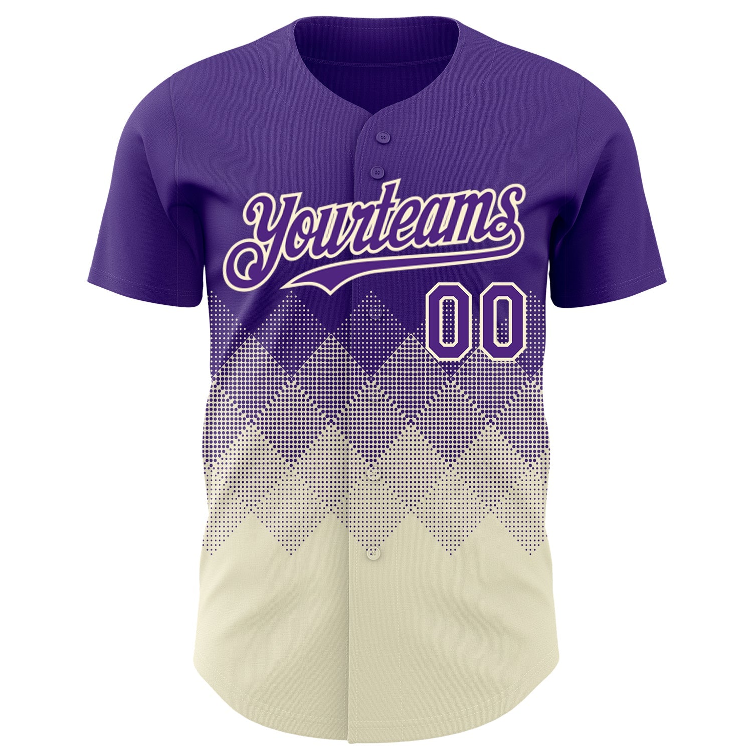 Custom Purple Cream 3D Gradient Square Shape Authentic Baseball Jersey view 2