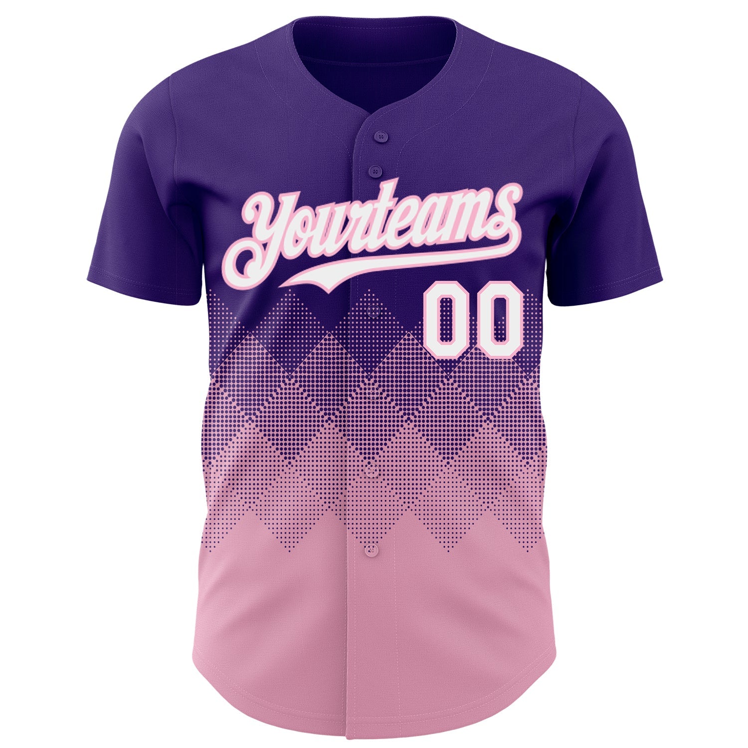 Custom Purple White-Light Pink 3D Gradient Square Shape Authentic Baseball Jersey view 2