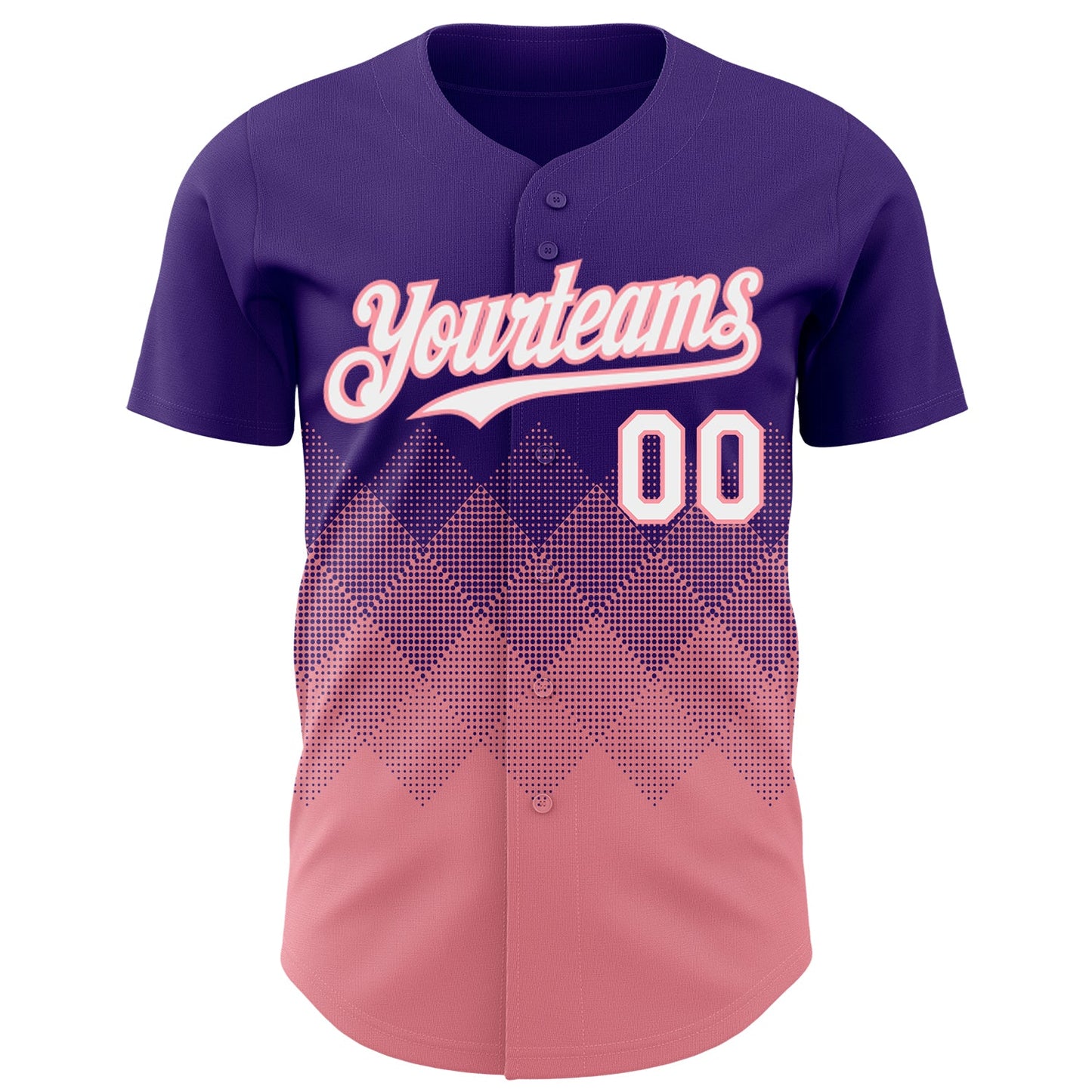 Custom Purple White-Medium Pink 3D Gradient Square Shape Authentic Baseball Jersey view 2
