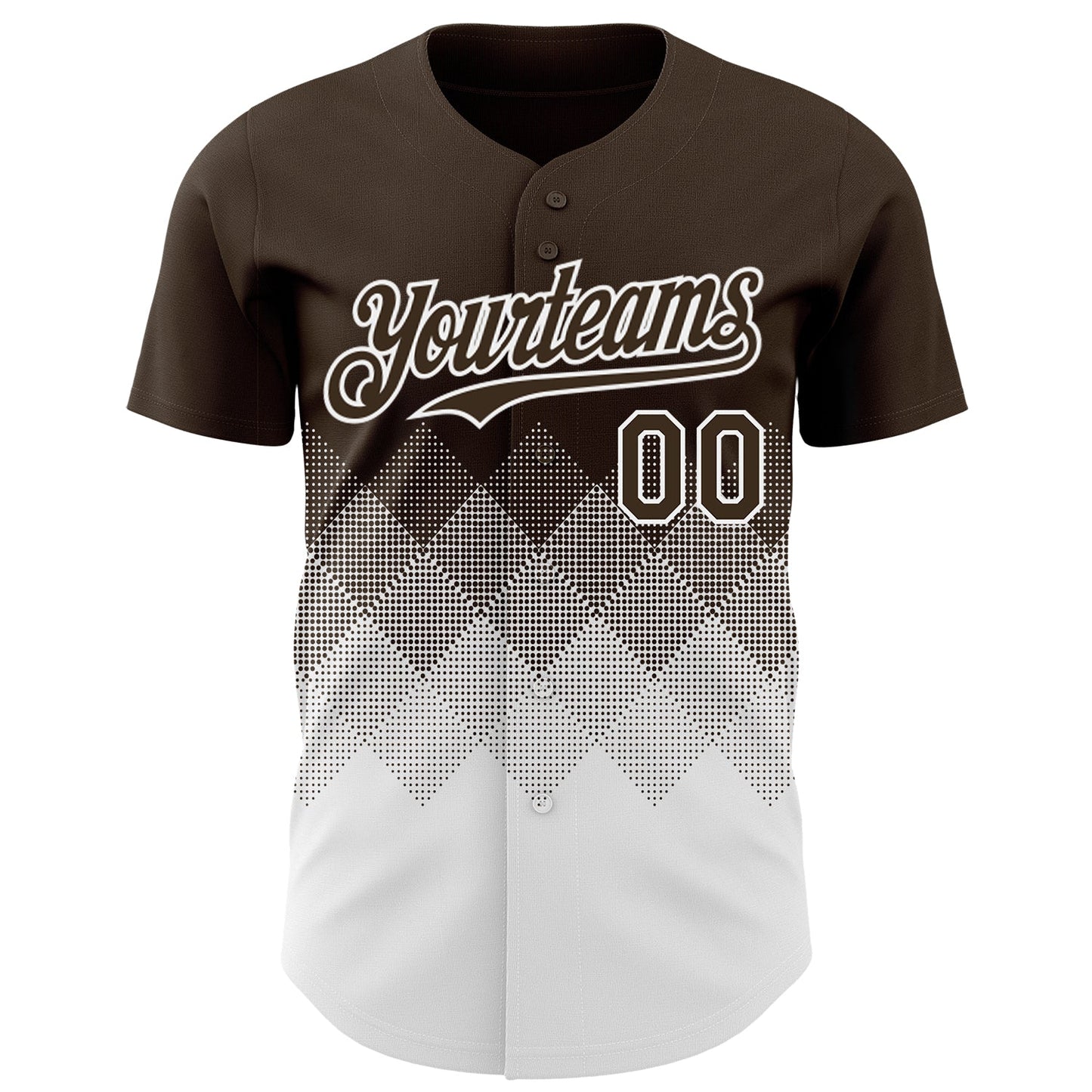 Custom Brown White 3D Gradient Square Shape Authentic Baseball Jersey view 2