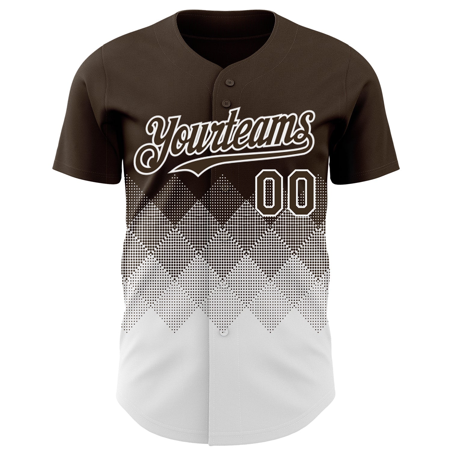 Custom Brown White 3D Gradient Square Shape Authentic Baseball Jersey view 2