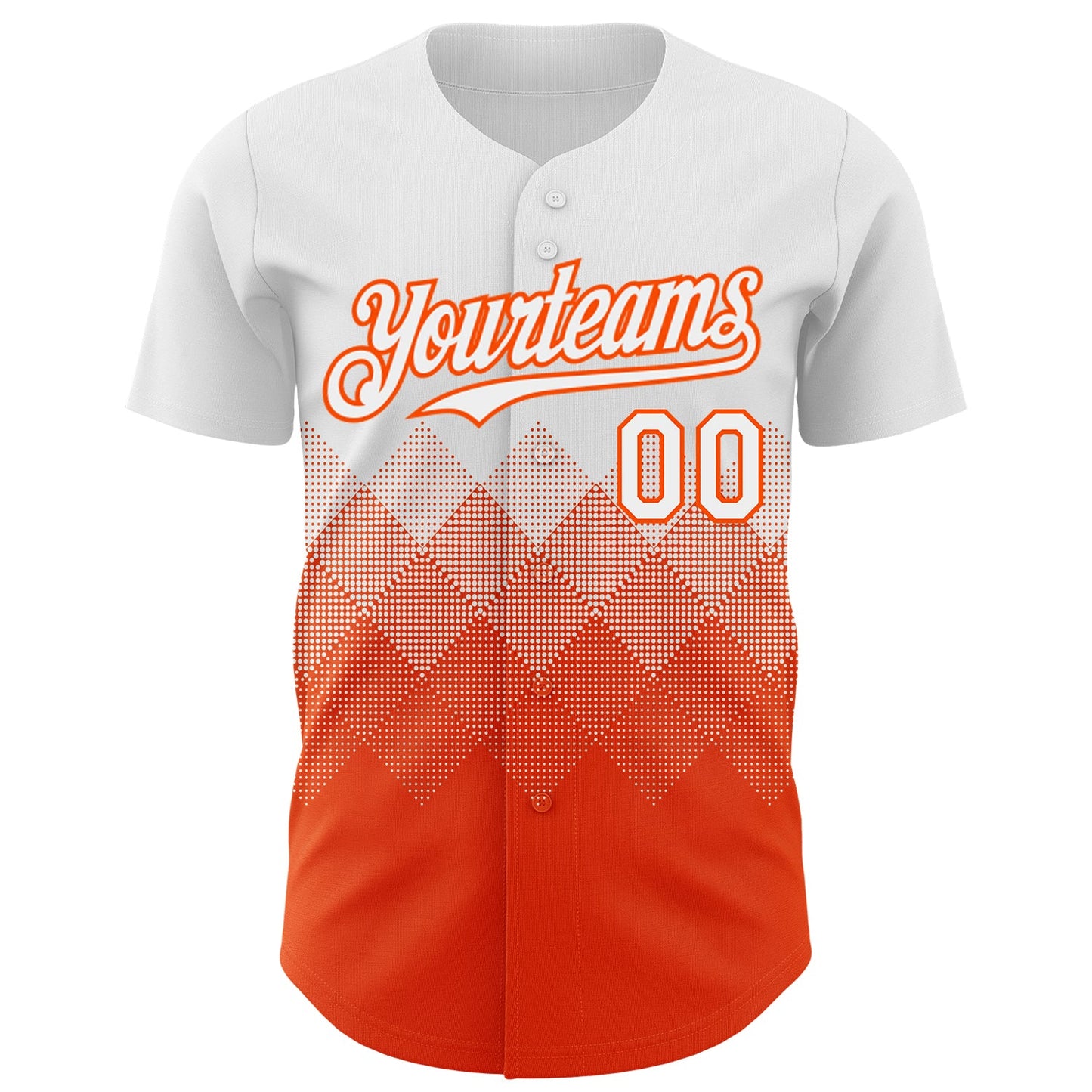 Custom White Orange 3D Gradient Square Shape Authentic Baseball Jersey view 2