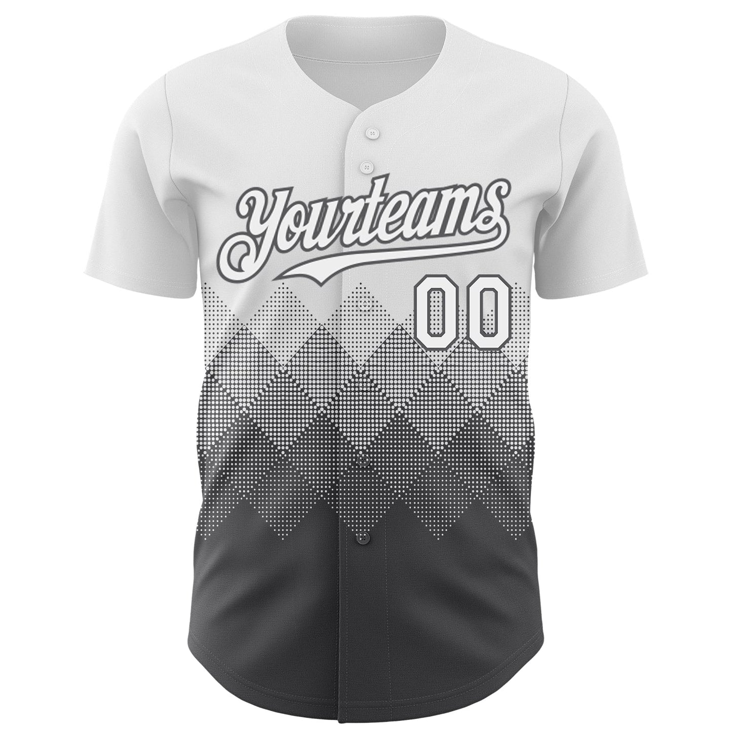 Custom White Steel Gray 3D Gradient Square Shape Authentic Baseball Jersey view 2
