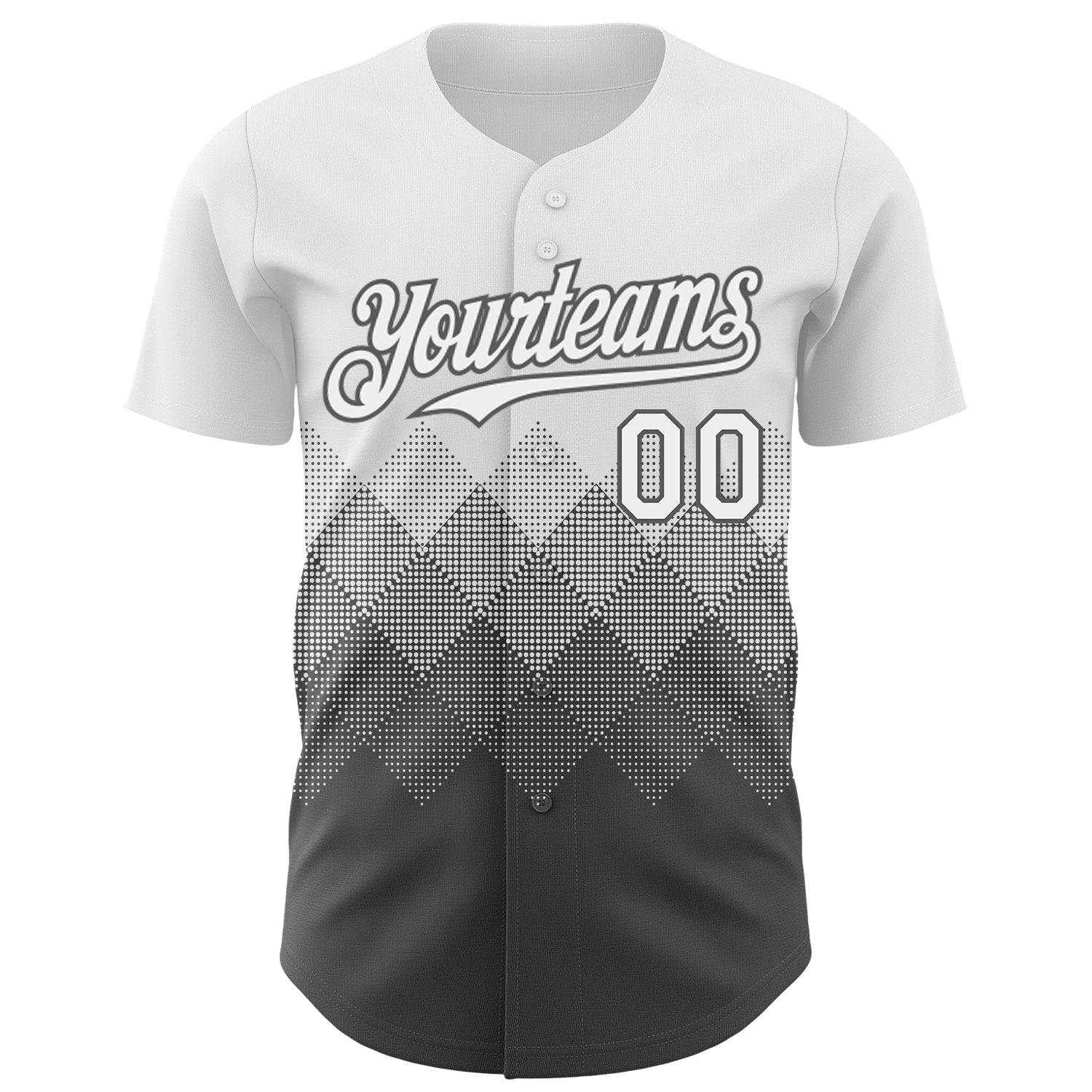 Custom White Steel Gray 3D Gradient Square Shape Authentic Baseball Jersey view 2