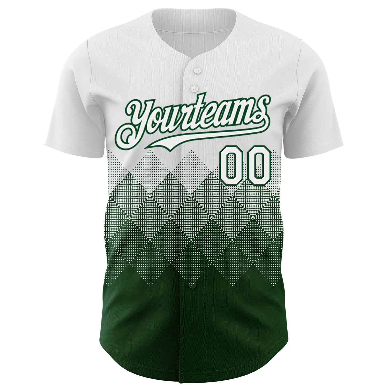 Custom White Green 3D Gradient Square Shape Authentic Baseball Jersey view 2