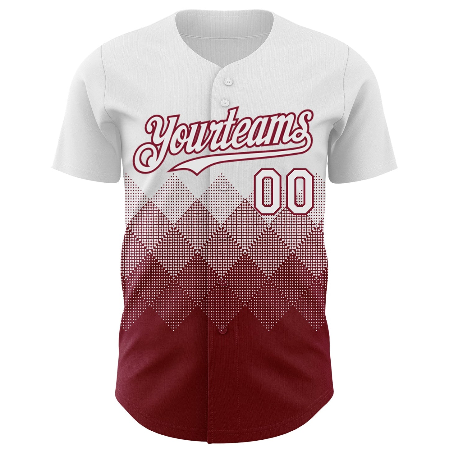 Custom White Crimson 3D Gradient Square Shape Authentic Baseball Jersey view 2