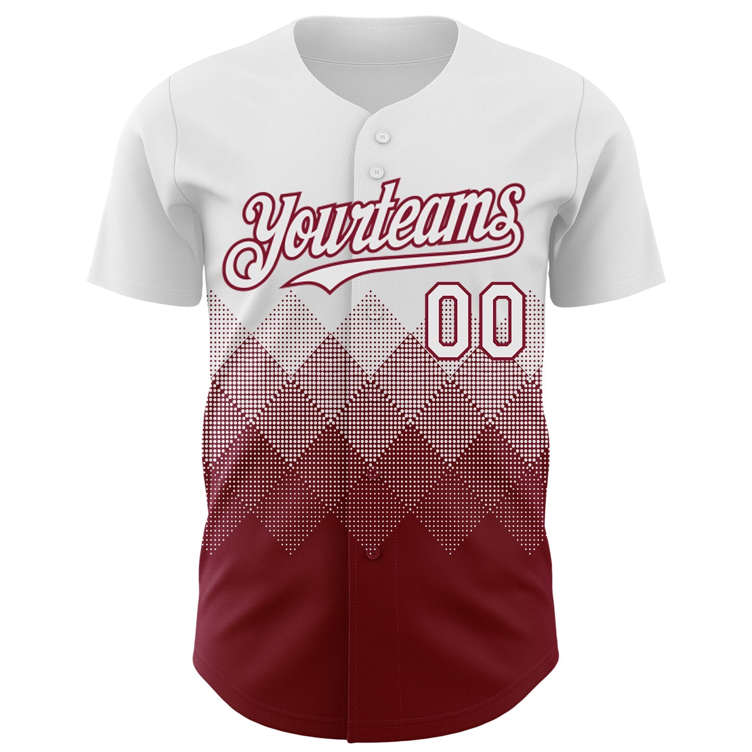 Custom White Crimson 3D Gradient Square Shape Authentic Baseball Jersey view 2