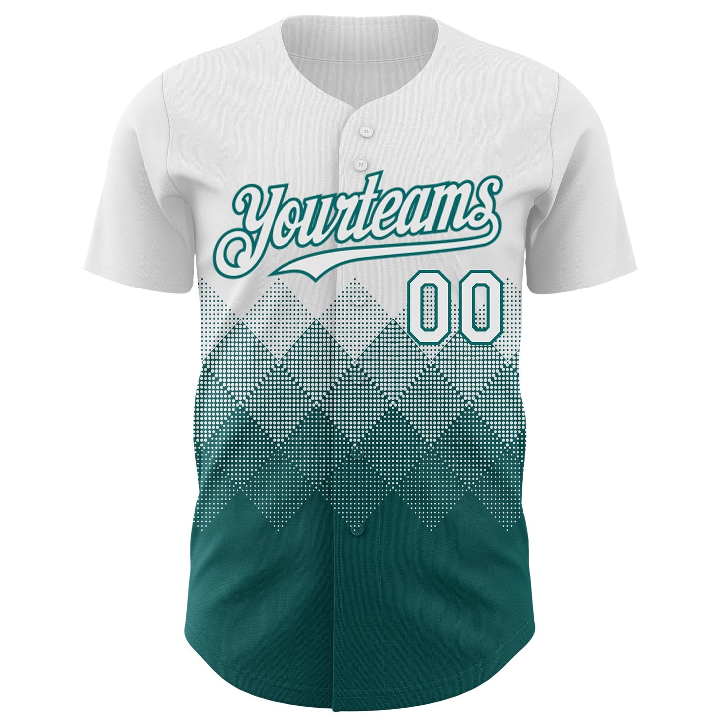 Custom White Teal 3D Gradient Square Shape Authentic Baseball Jersey view 2