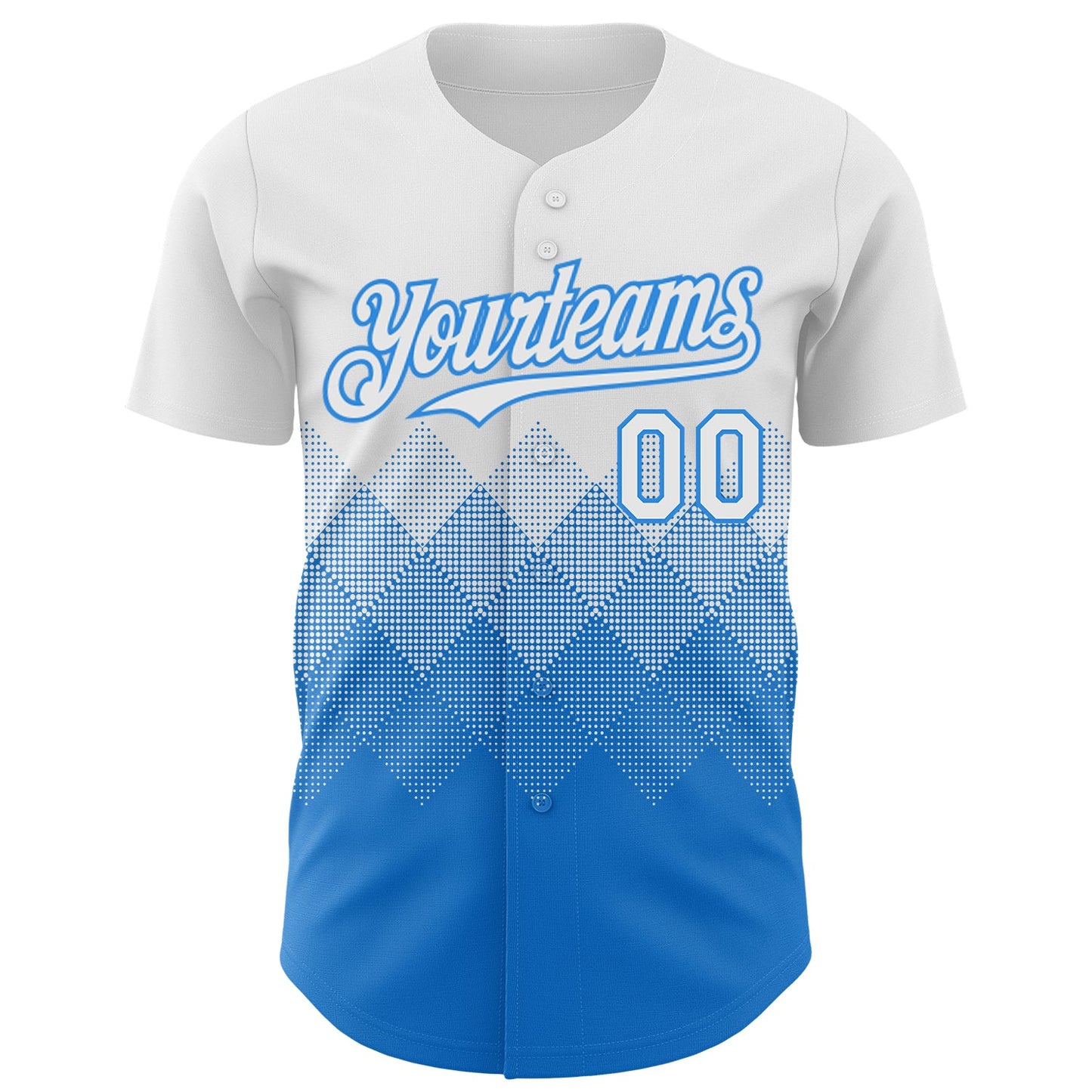 Custom White Electric Blue 3D Gradient Square Shape Authentic Baseball Jersey view 2