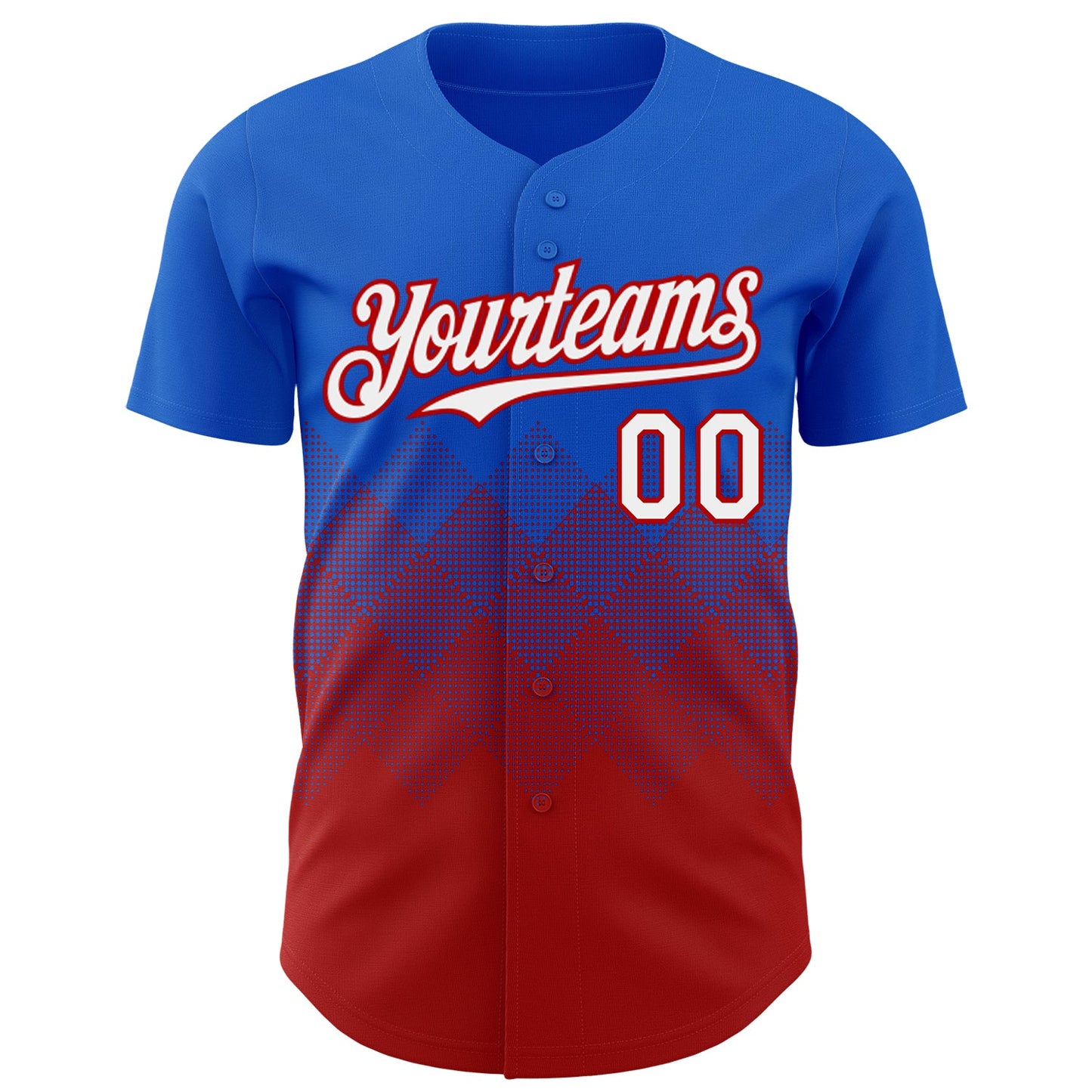 Custom Thunder Blue White-Red 3D Gradient Square Shape Authentic Baseball Jersey view 2