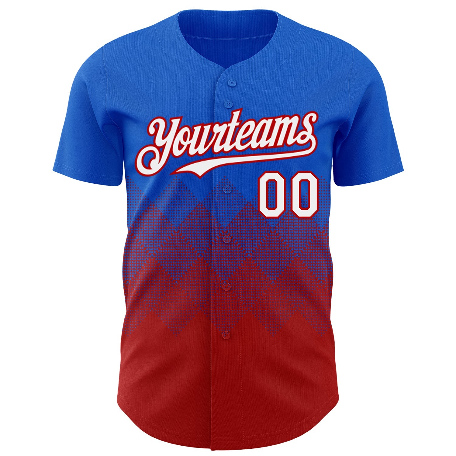 Custom Thunder Blue White-Red 3D Gradient Square Shape Authentic Baseball Jersey view 2