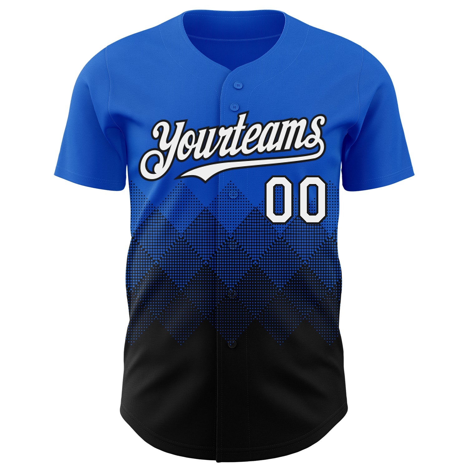 Custom Thunder Blue White-Black 3D Gradient Square Shape Authentic Baseball Jersey view 2