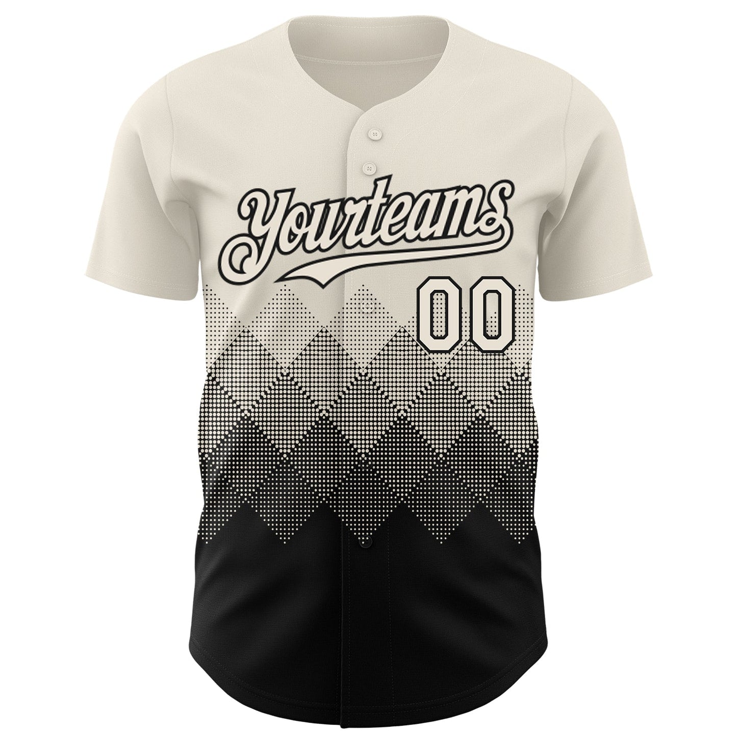 Custom Cream Black 3D Gradient Square Shape Authentic Baseball Jersey view 2
