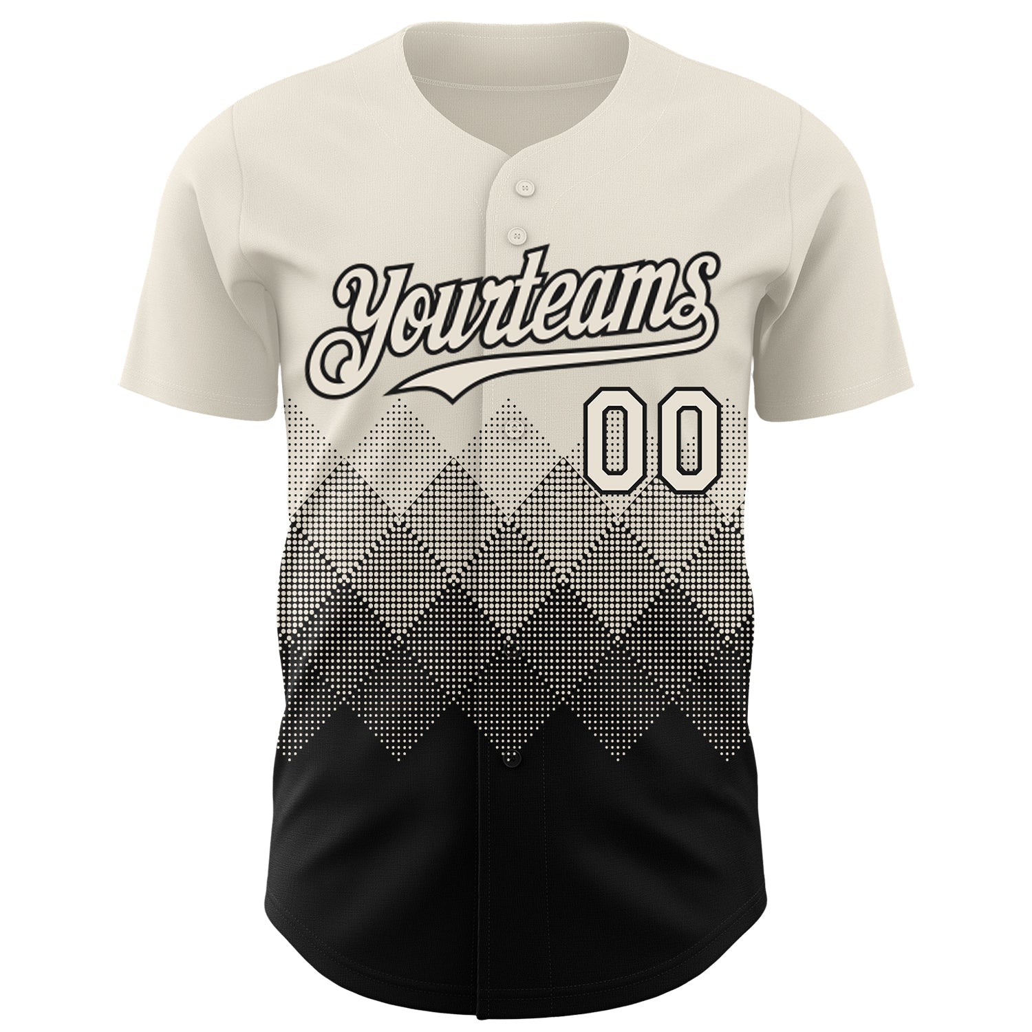 Custom Cream Black 3D Gradient Square Shape Authentic Baseball Jersey view 2