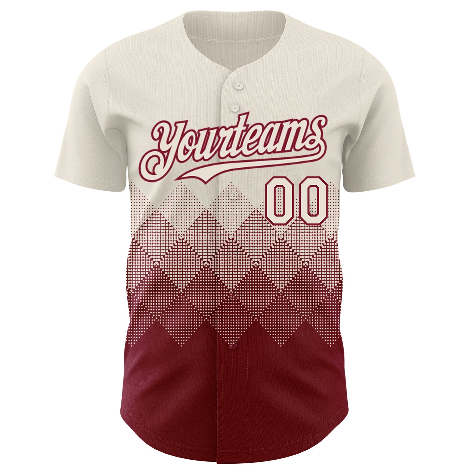 Custom Cream Crimson 3D Gradient Square Shape Authentic Baseball Jersey view 2