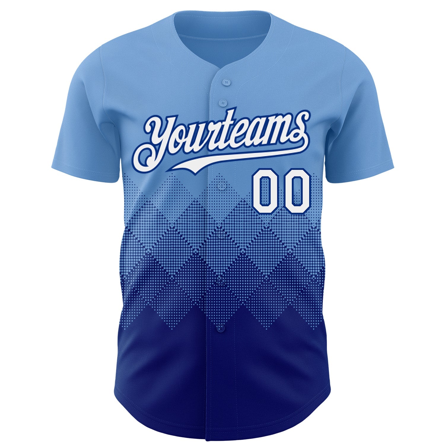 Custom Light Blue White-Royal 3D Gradient Square Shape Authentic Baseball Jersey view 2