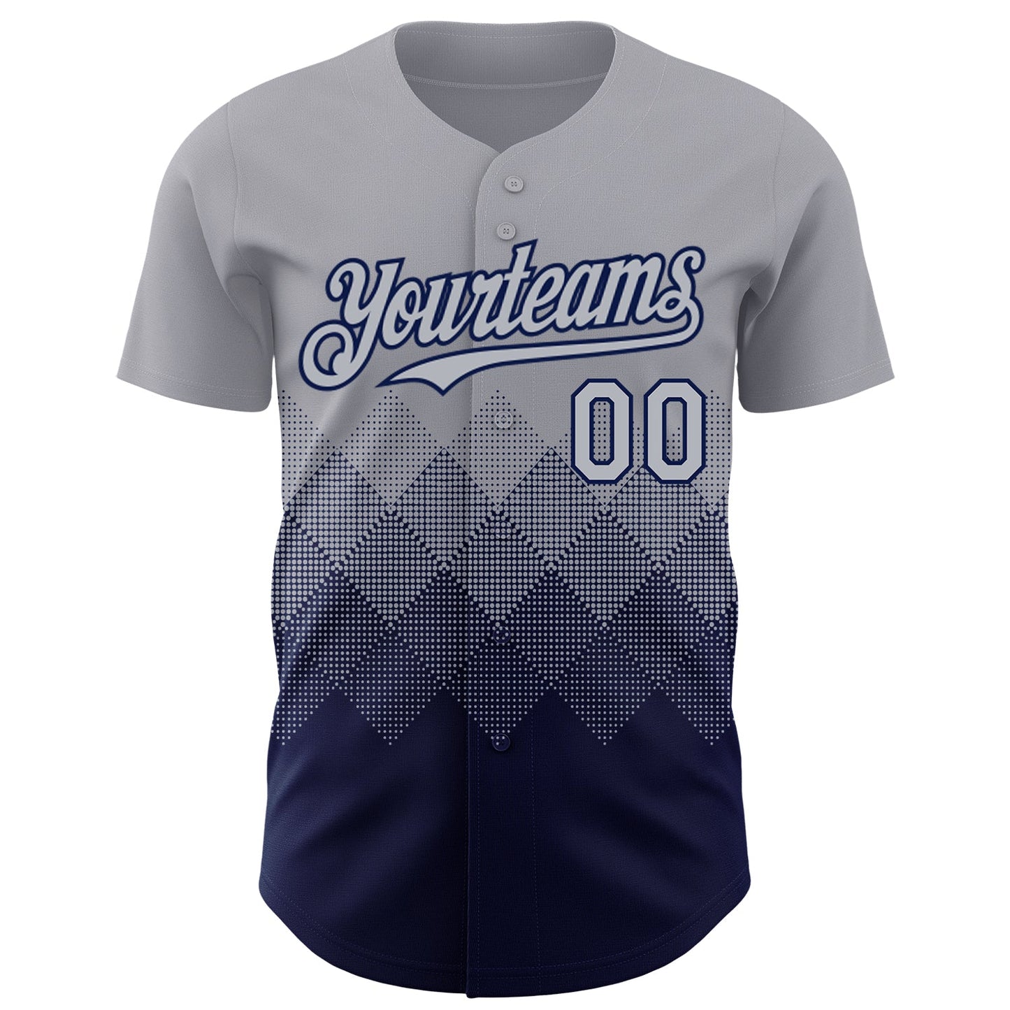 Custom Gray Navy 3D Gradient Square Shape Authentic Baseball Jersey view 2