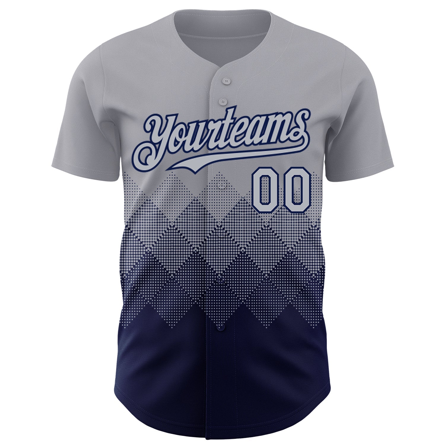 Custom Gray Navy 3D Gradient Square Shape Authentic Baseball Jersey view 2