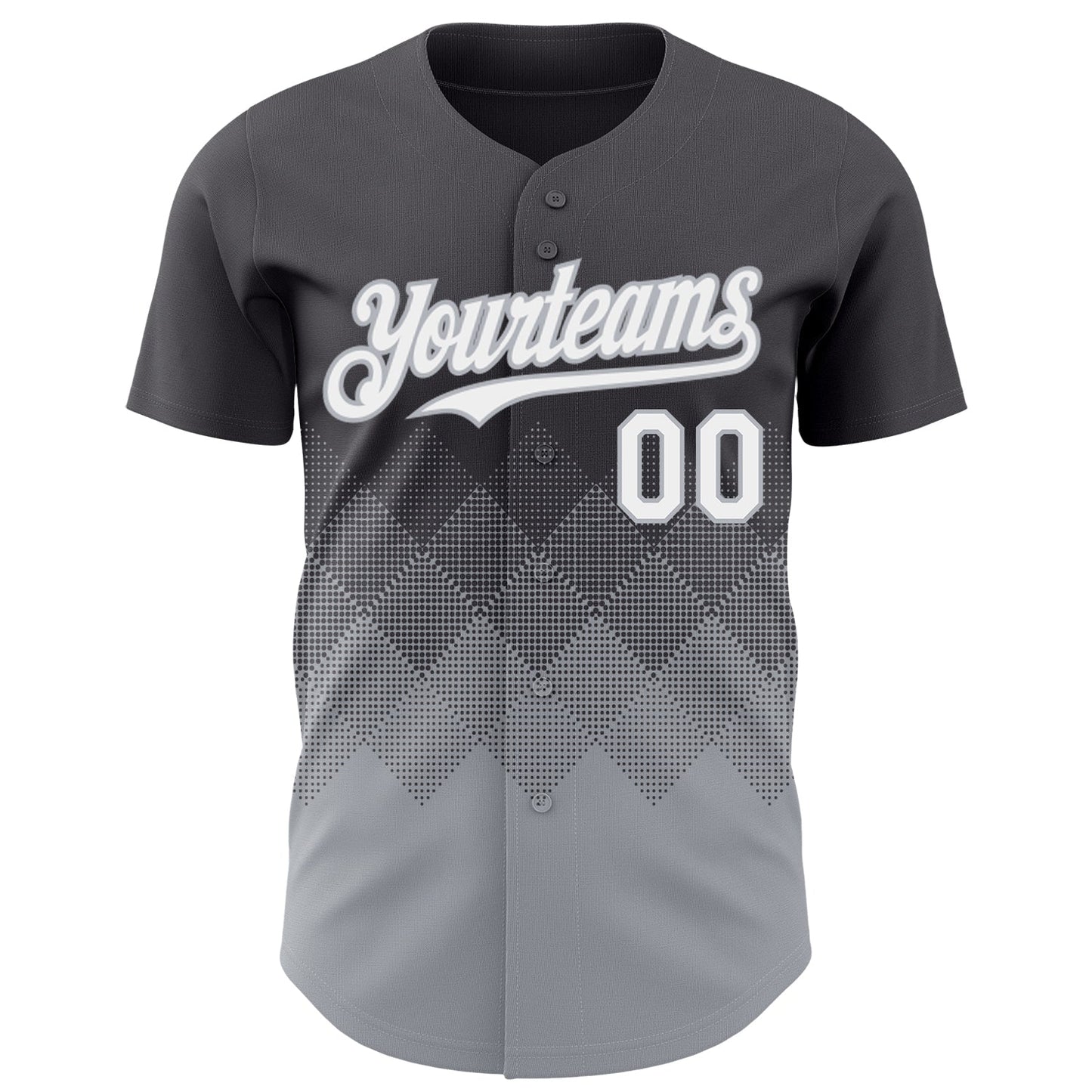 Custom Steel Gray White-Gray 3D Gradient Square Shape Authentic Baseball Jersey view 2