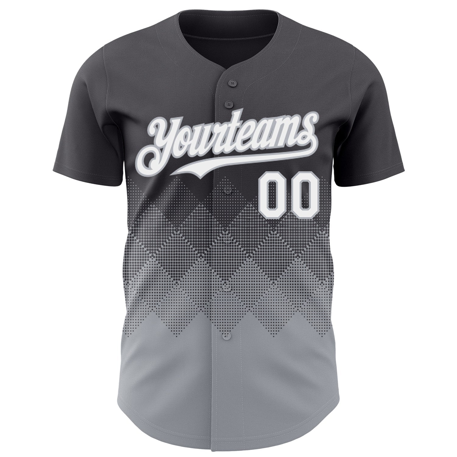 Custom Steel Gray White-Gray 3D Gradient Square Shape Authentic Baseball Jersey view 2