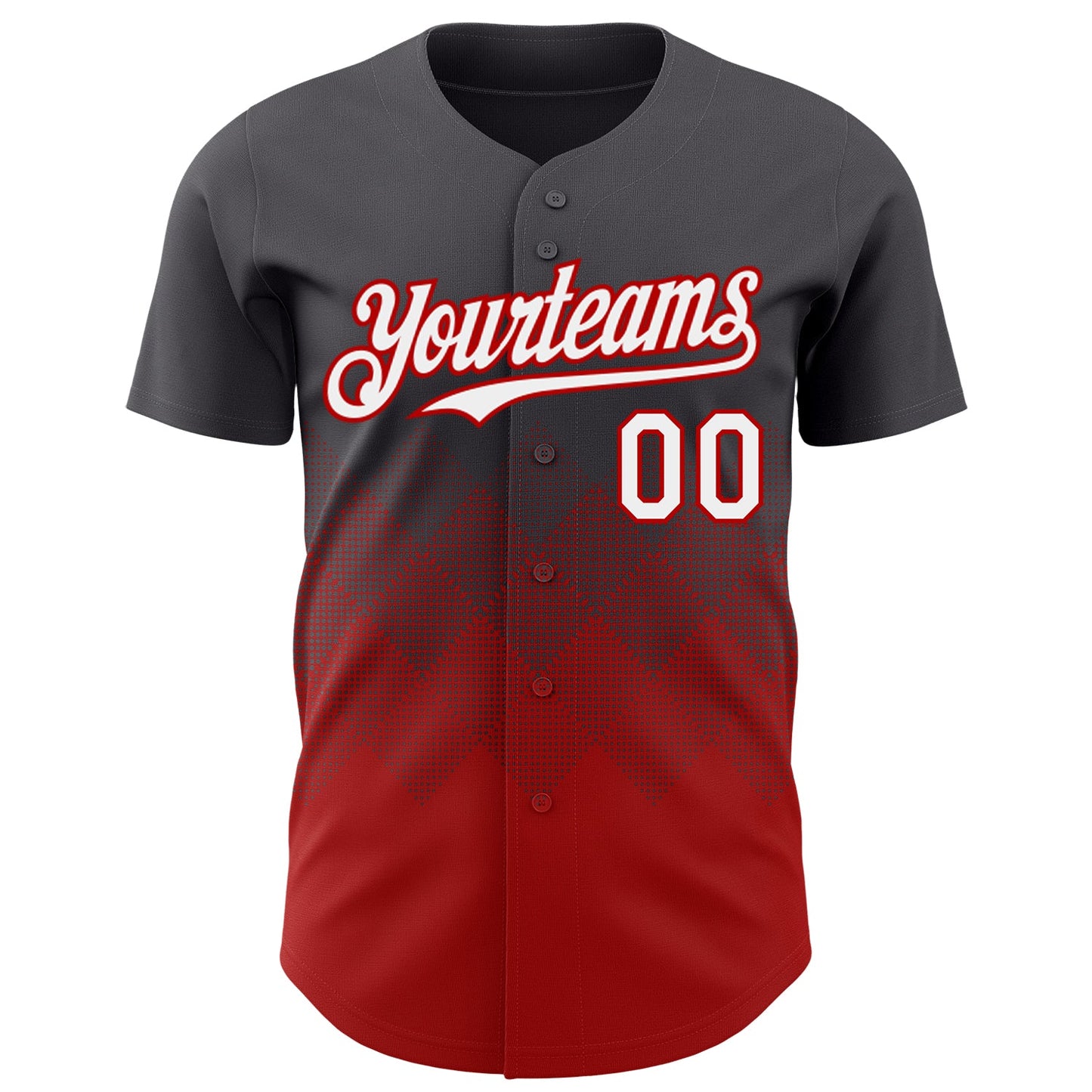 Custom Steel Gray White-Red 3D Gradient Square Shape Authentic Baseball Jersey view 2