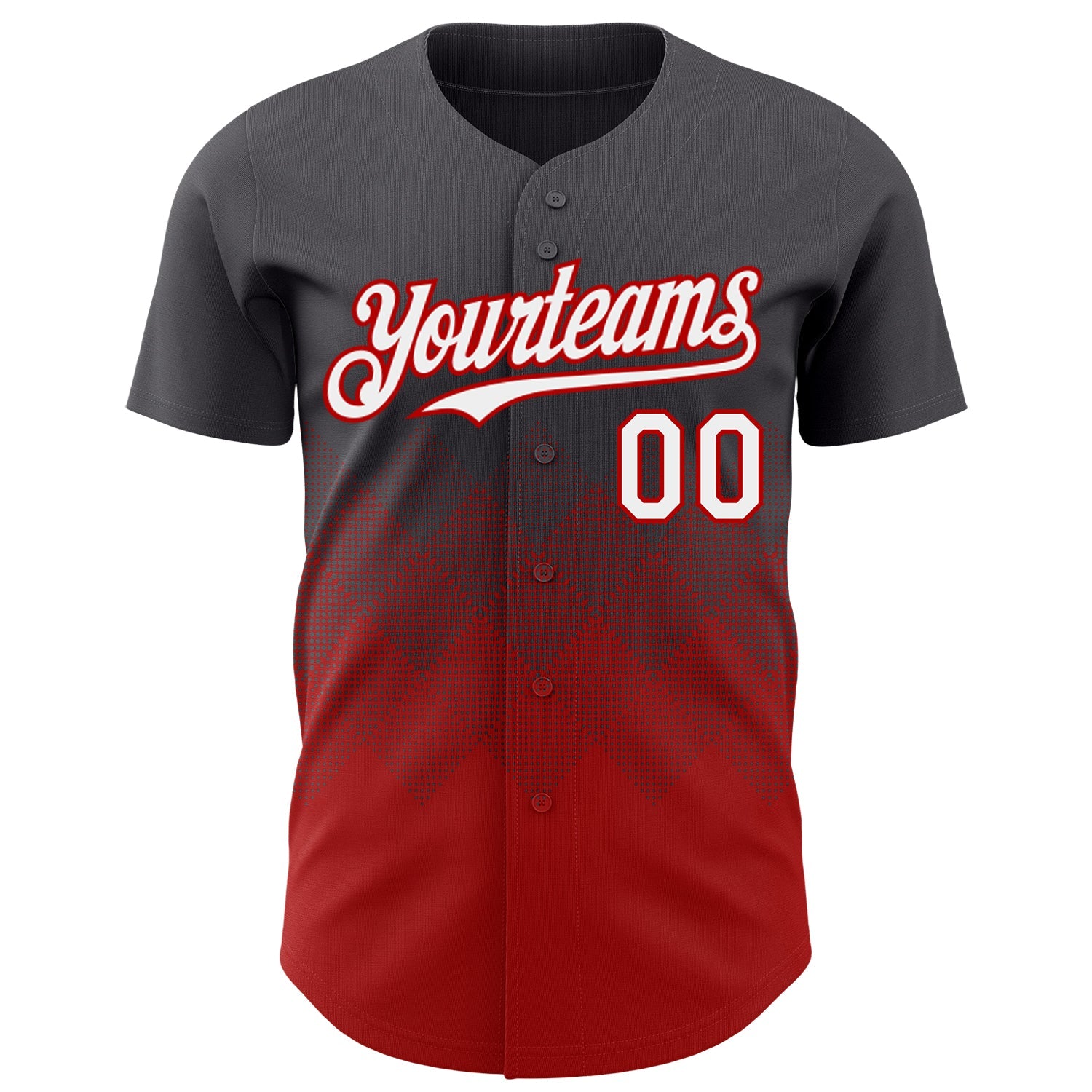 Custom Steel Gray White-Red 3D Gradient Square Shape Authentic Baseball Jersey view 2