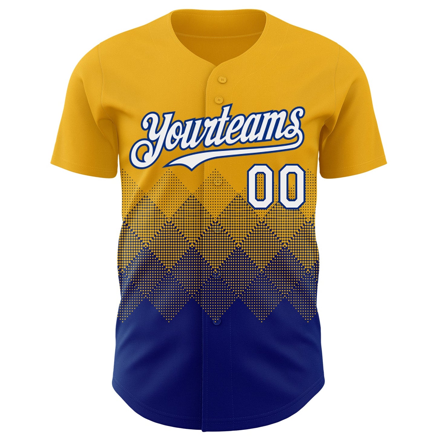 Custom Gold White-Royal 3D Gradient Square Shape Authentic Baseball Jersey view 2