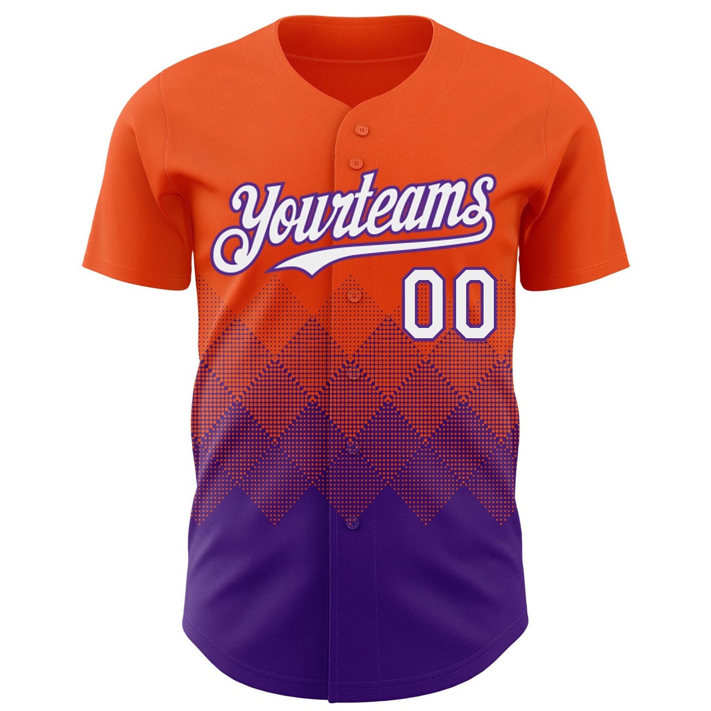 Custom Orange White-Purple 3D Gradient Square Shape Authentic Baseball Jersey view 2