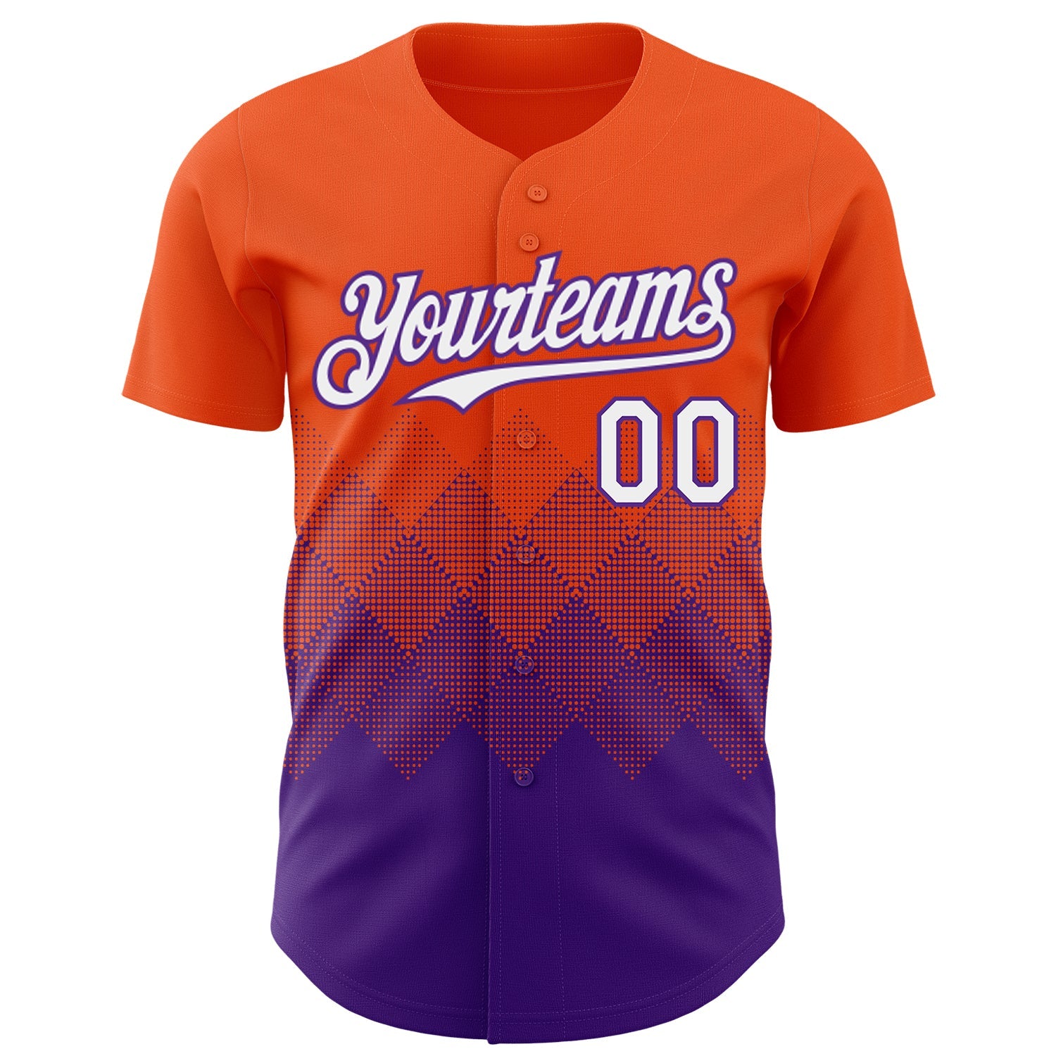 Custom Orange White-Purple 3D Gradient Square Shape Authentic Baseball Jersey view 2