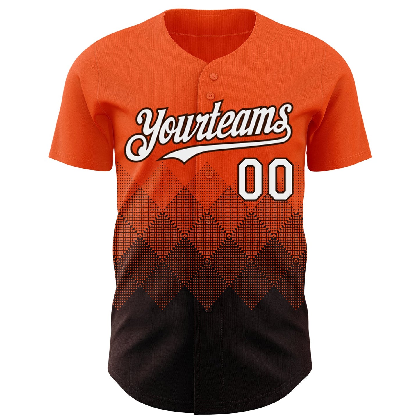 Custom Orange White-Brown 3D Gradient Square Shape Authentic Baseball Jersey view 2