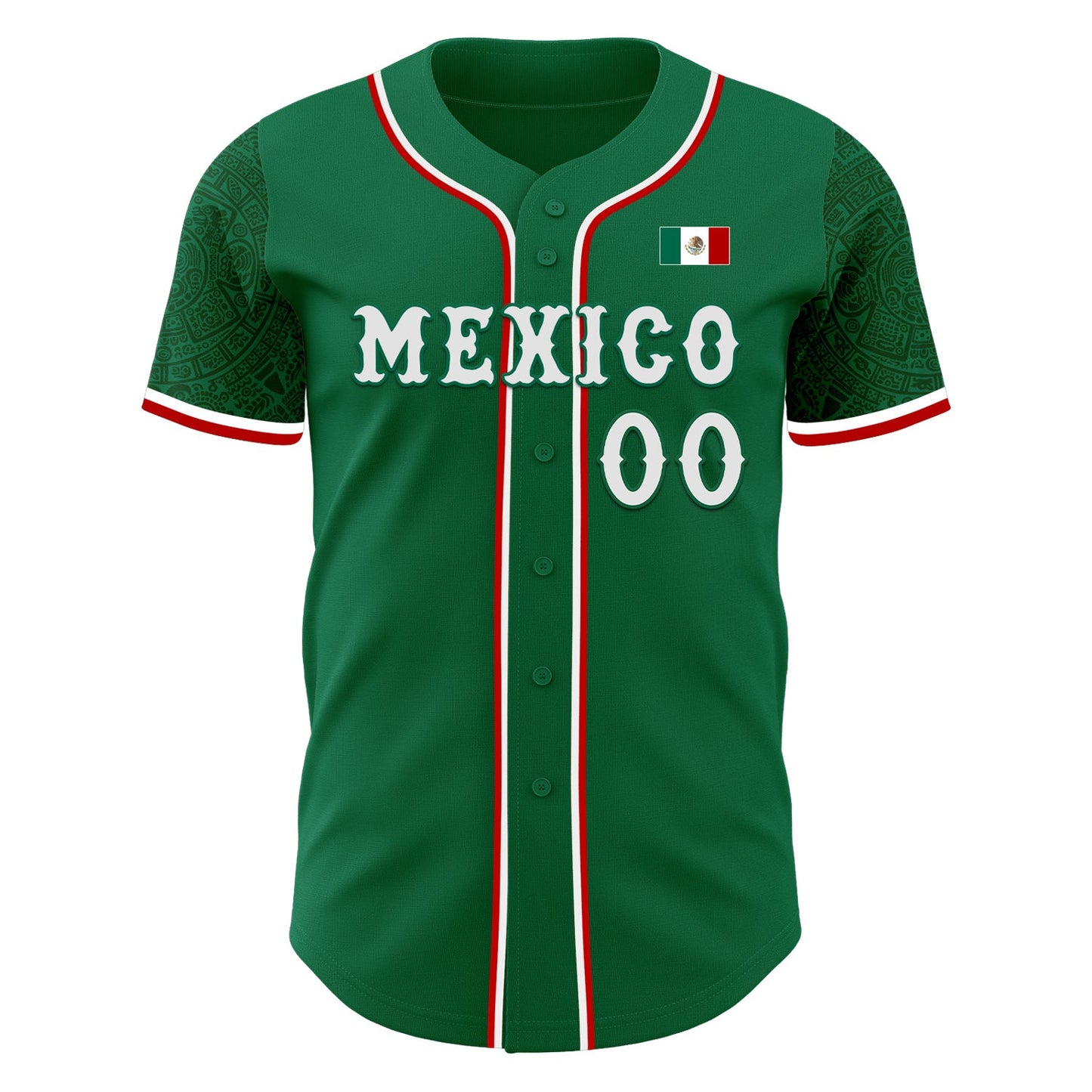 Custom Kelly Green White-Red 3D Mexico Mexican Flag Authentic Baseball Jersey view 2