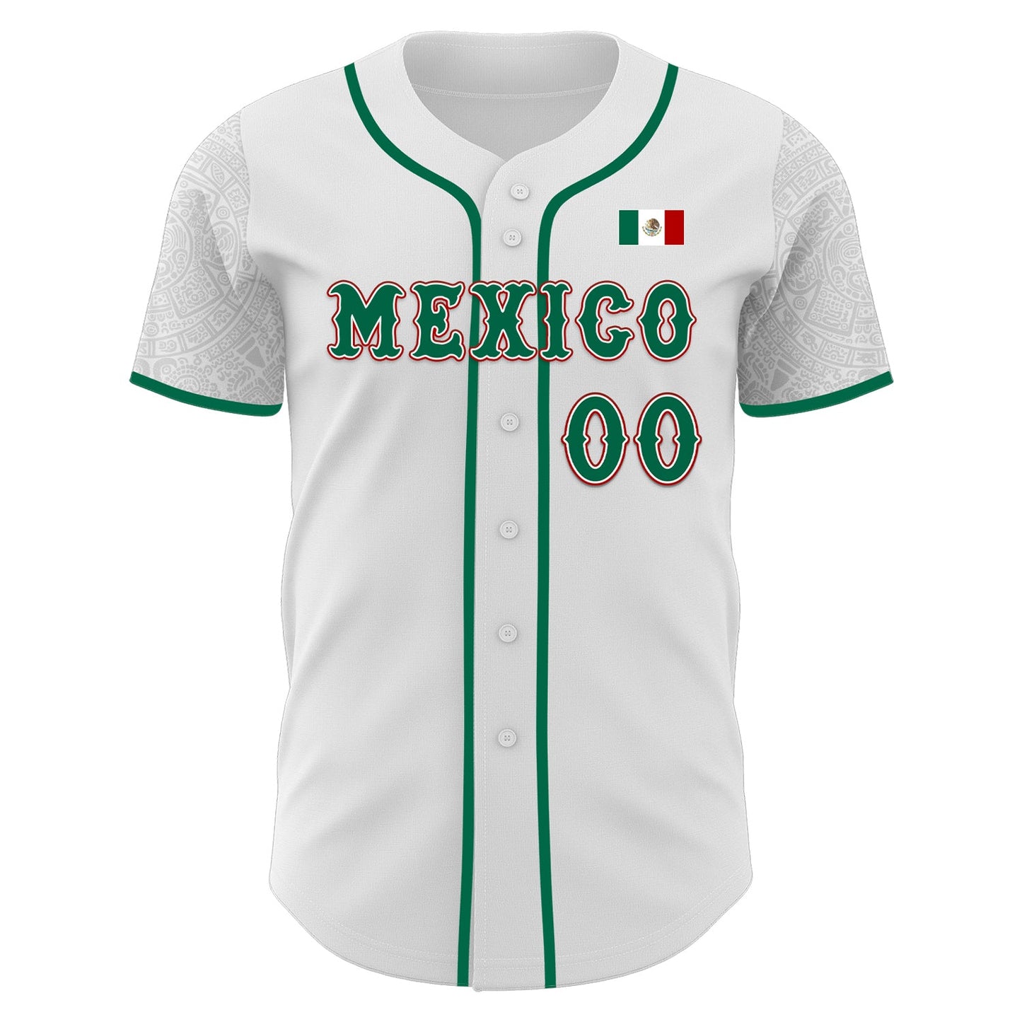 Custom White Kelly Green-Red 3D Mexico Mexican Flag Authentic Baseball Jersey view 2
